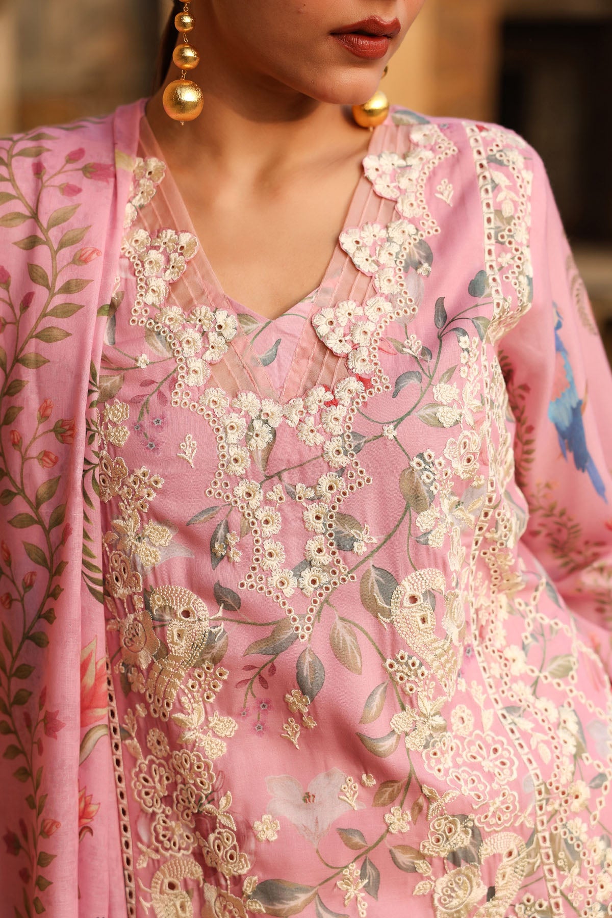 PINK COTTON STRAIGHT KURTA WITH PANT AND DUPATTA