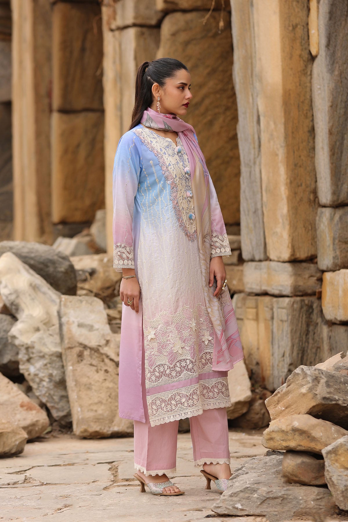PINK COTTON STRAIGHT KURTA WITH PANT AND DUPATTA