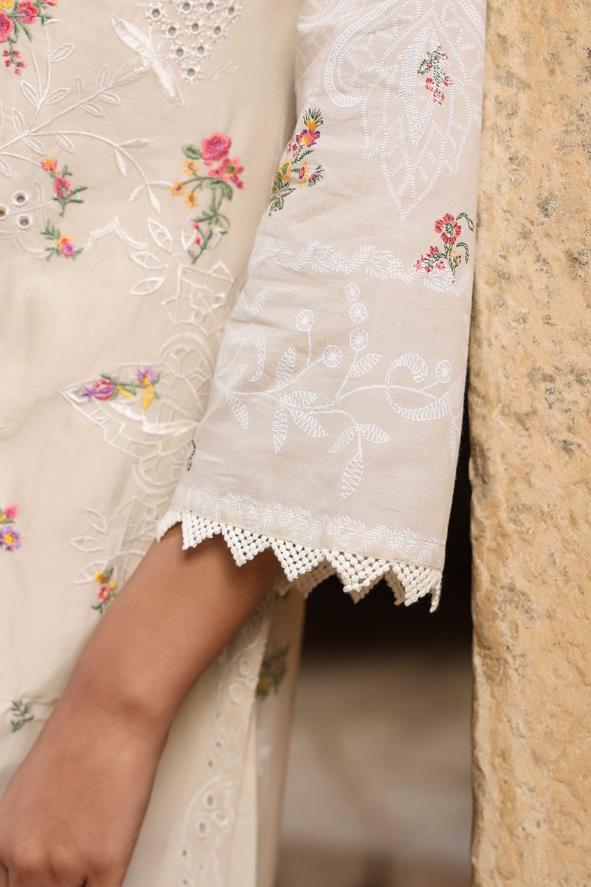 WHITE COTTON STRAIGHT KURTA WITH PANT AND DUPATTA