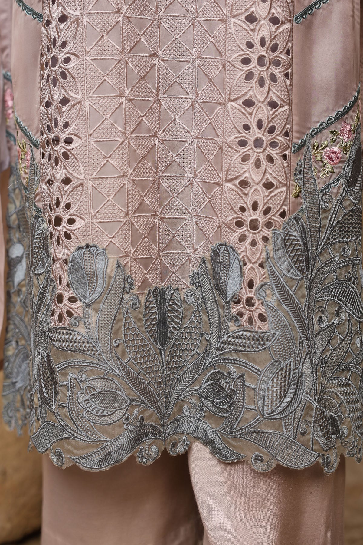 PINK ORGANZA STRAIGHT KURTA WITH PANT AND DUPATTA