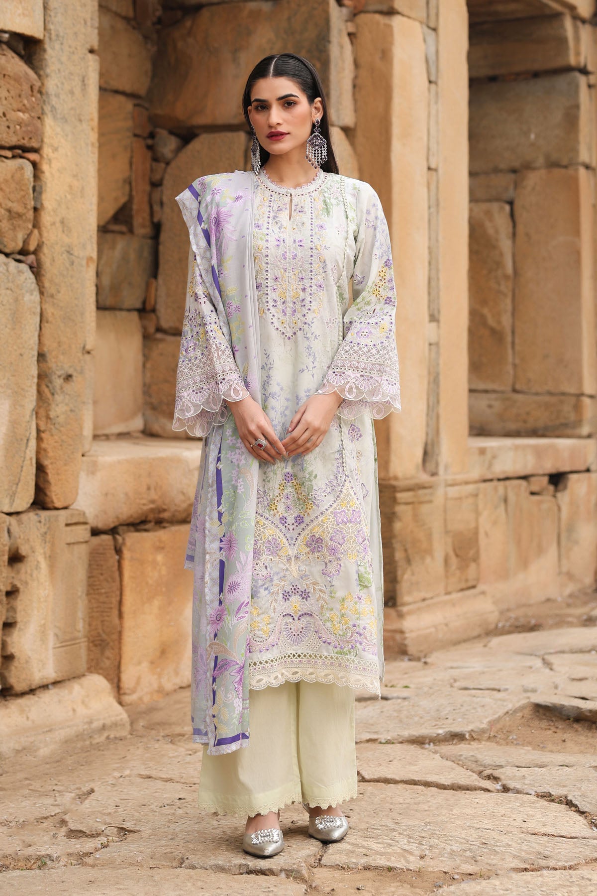 GREEN COTTON STRAIGHT KURTA WITH PANT AND DUPATTA
