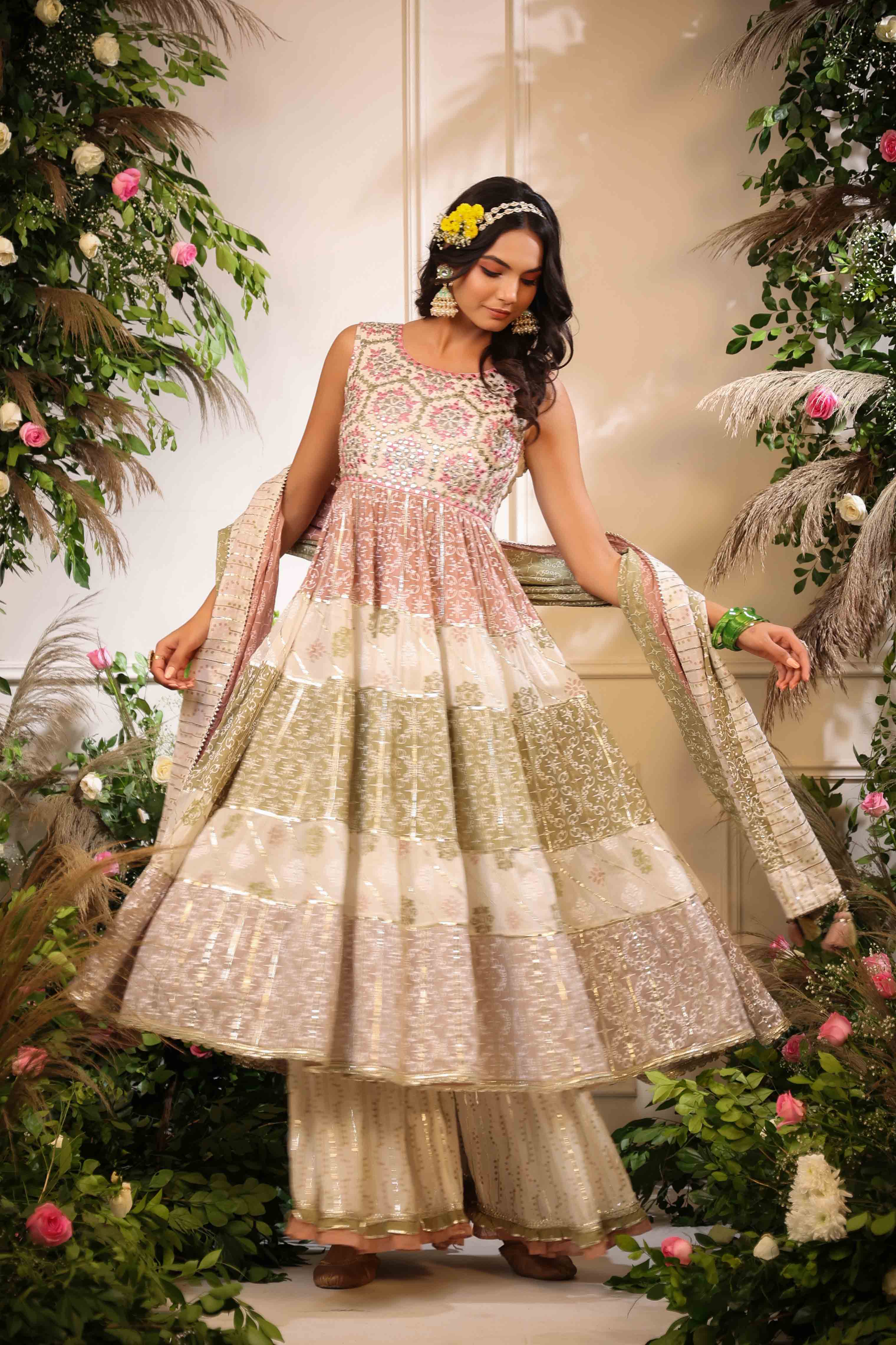 Pink Multicolour Cotton Handwork Sharara Set