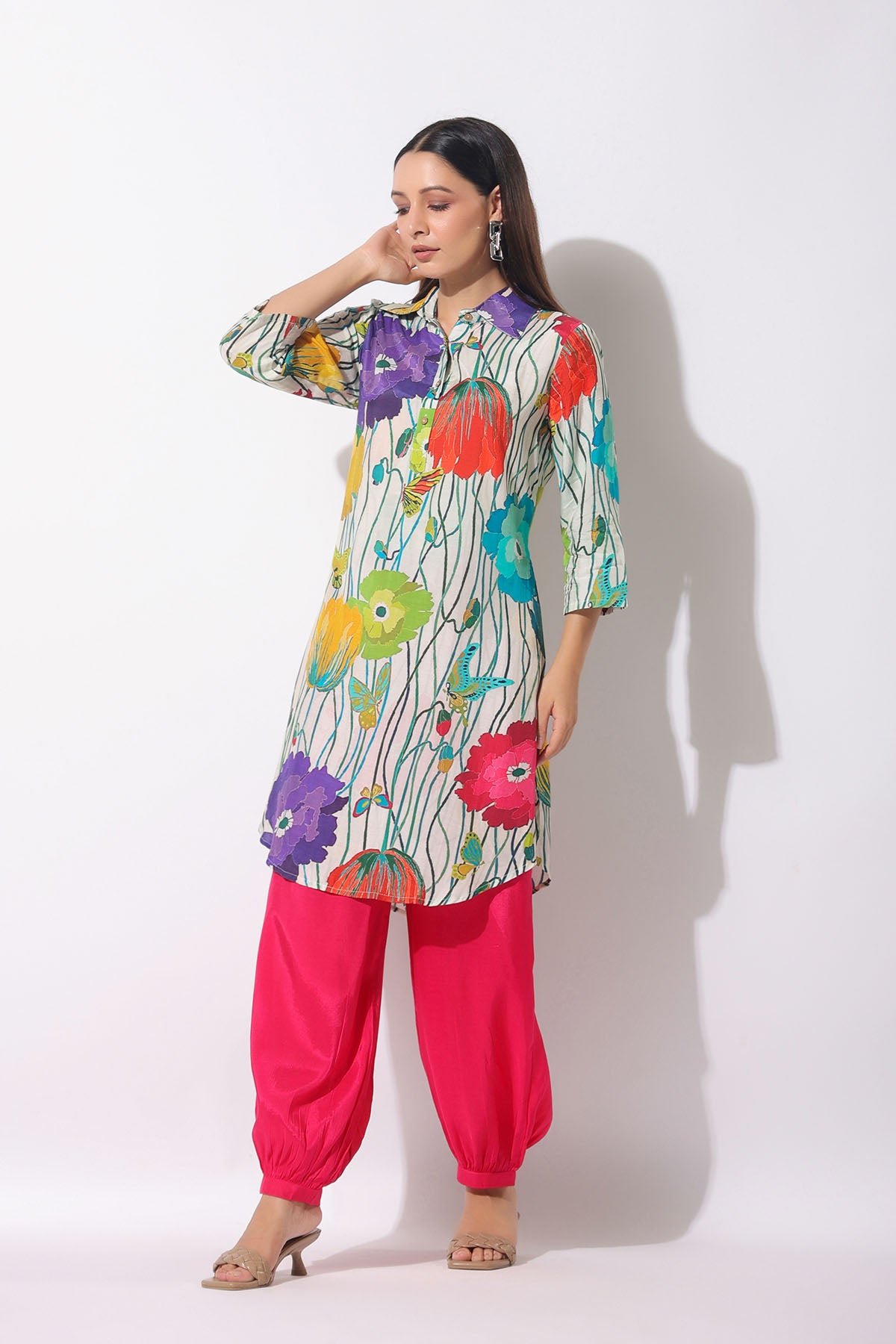 White Floral Muslin Printed Co-ord Set