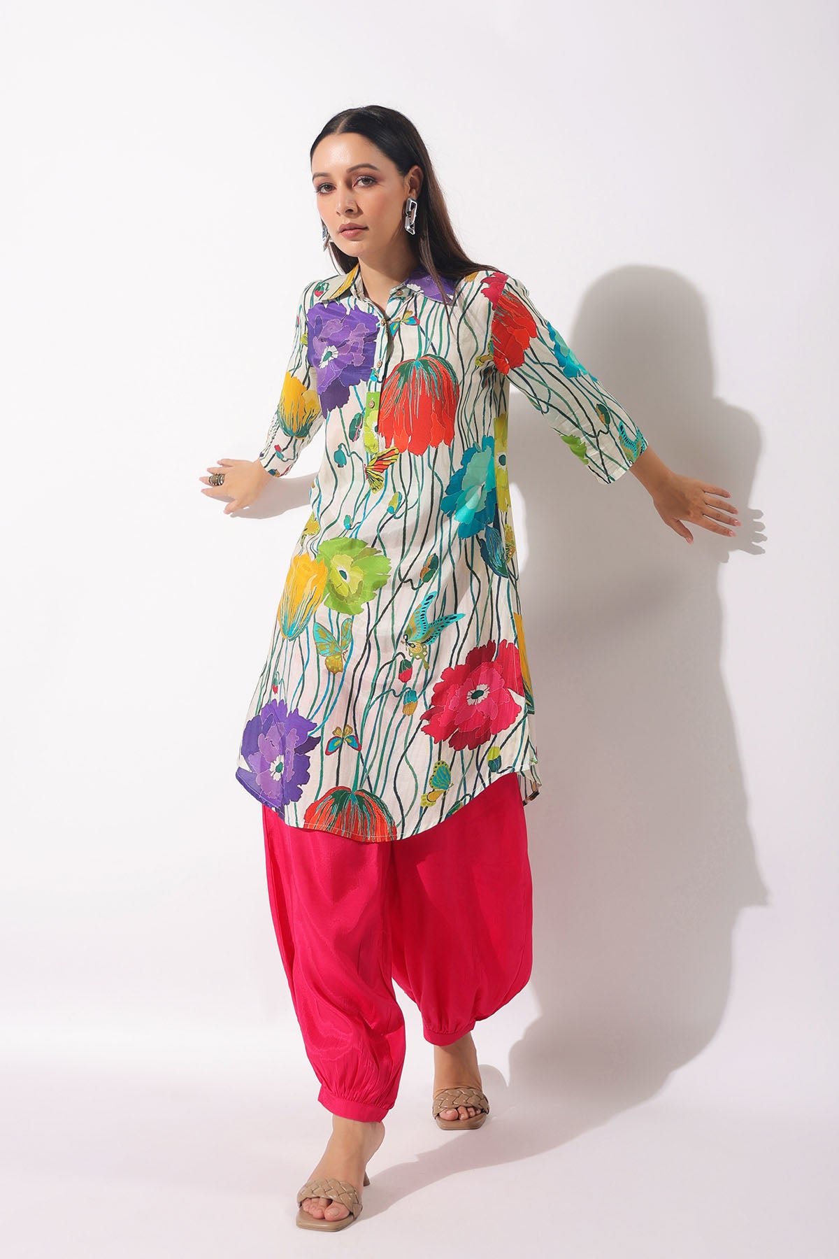 White Floral Muslin Printed Co-ord Set