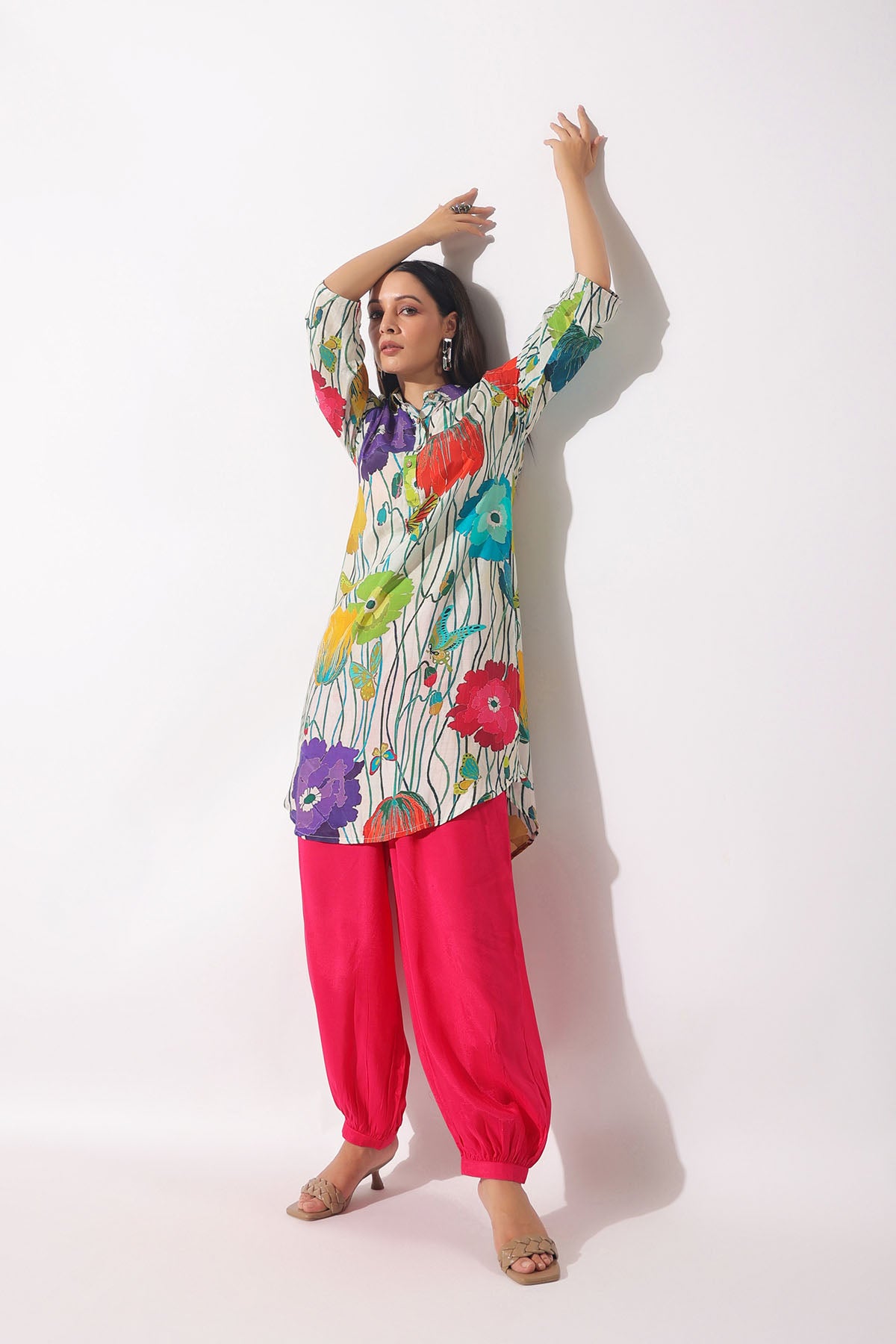 White Floral Muslin Printed Co-ord Set