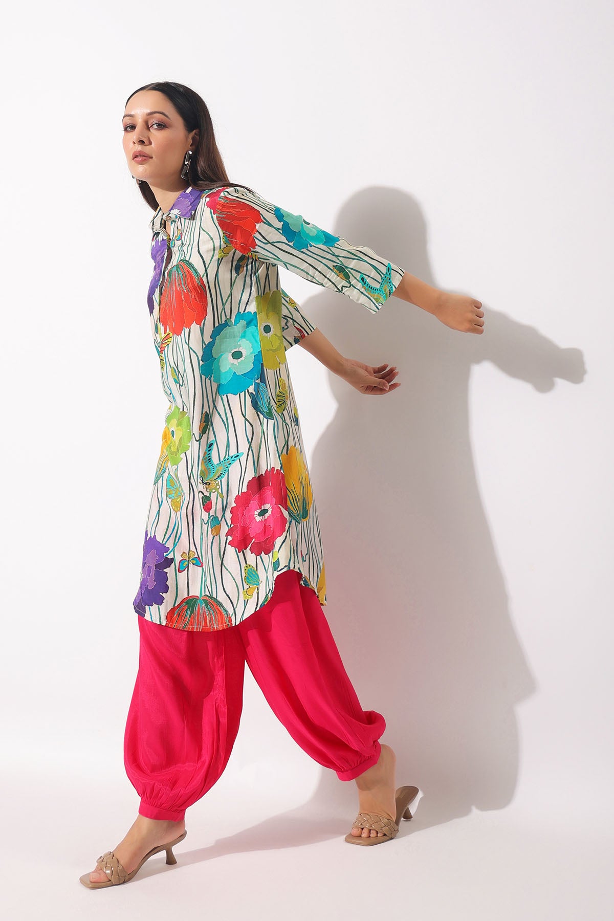 White Floral Muslin Printed Co-ord Set