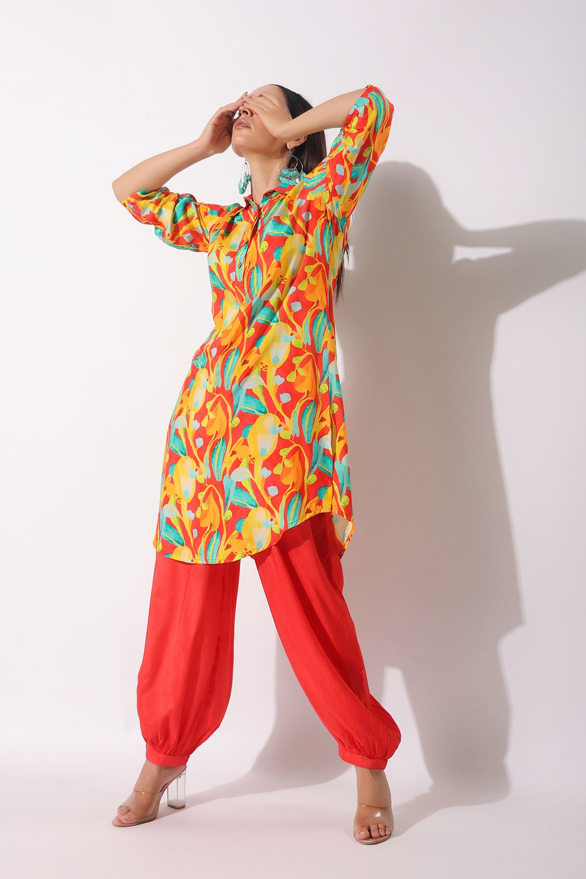 Red Floral Muslin Printed Co-ord Set