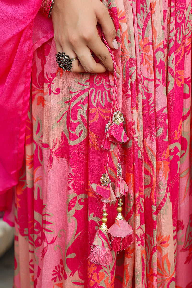 Festive Pink Handwork Festive Long Anarkali Set