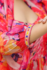 Lavish Pink Chinon Printed Long Gown