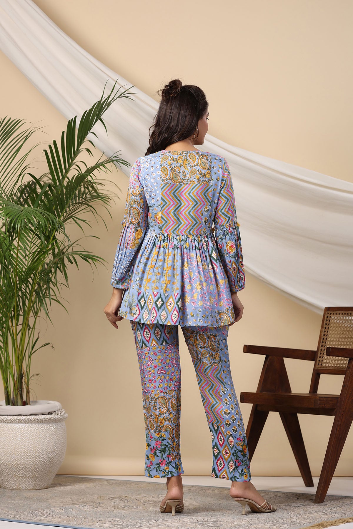 Blue Muslin Printed Co-ord Set