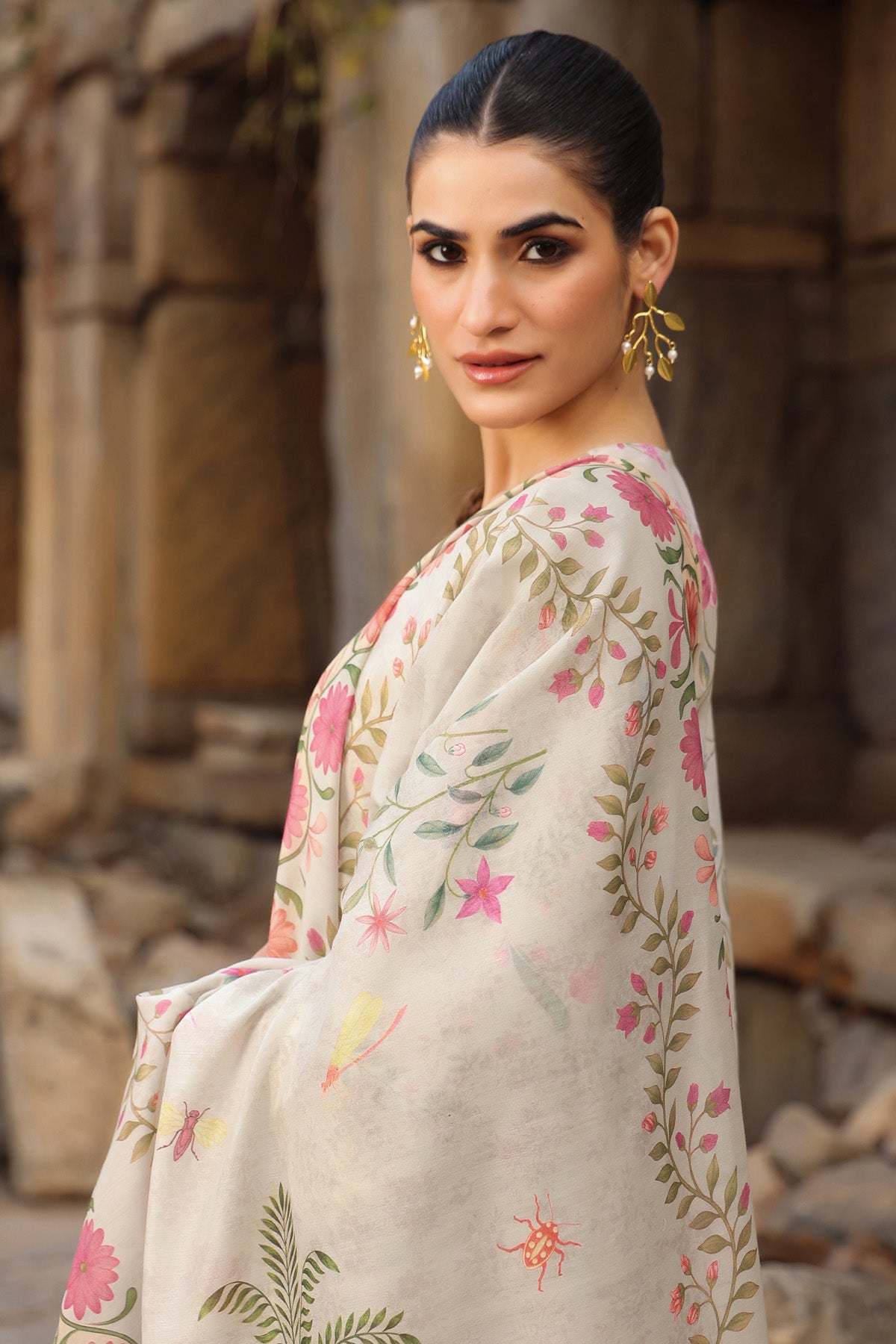 BEIGE COTTON STRAIGHT KURTA WITH PANT AND DUPATTA