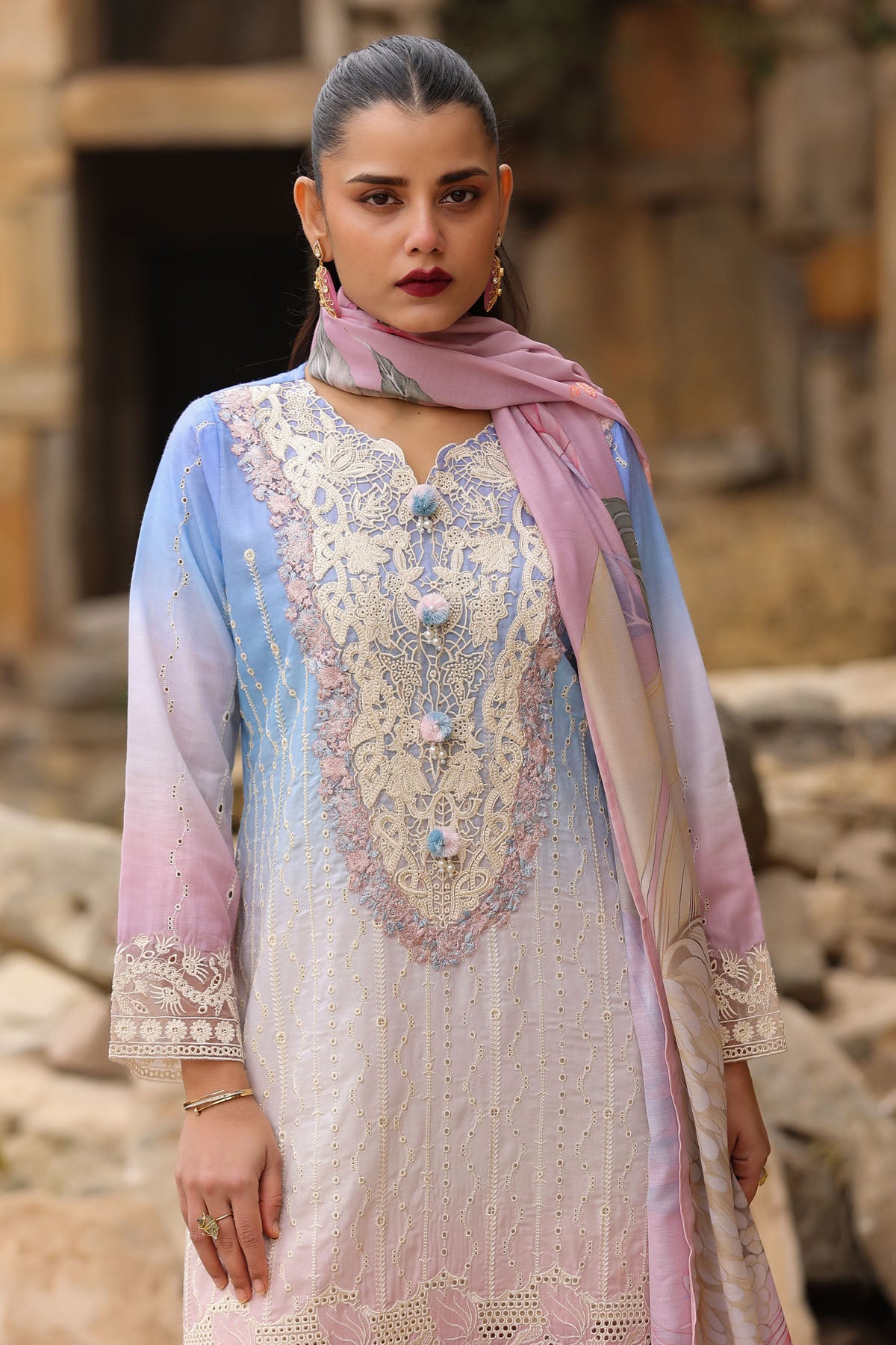 PINK COTTON STRAIGHT KURTA WITH PANT AND DUPATTA