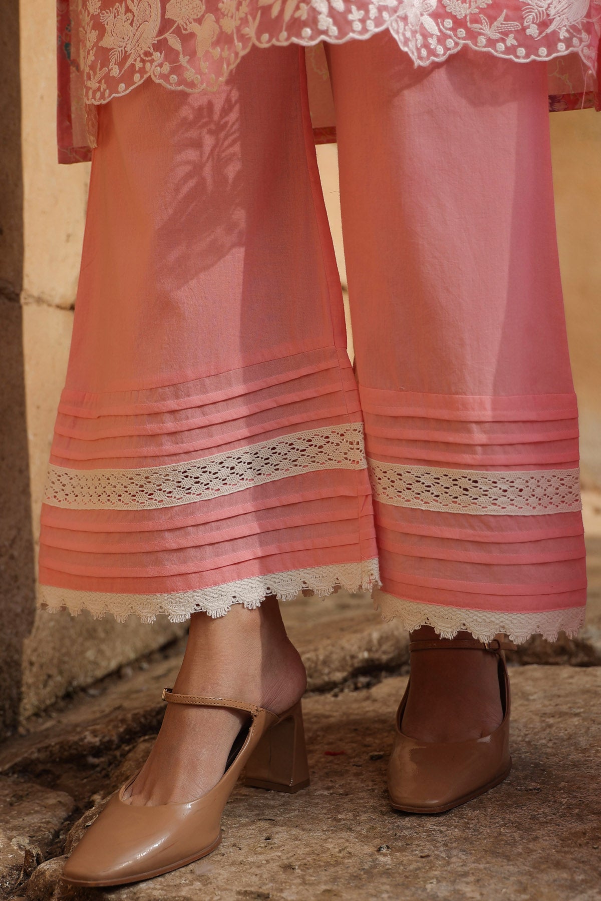 PINK COTTON STRAIGHT KURTA WITH PANT AND DUPATTA