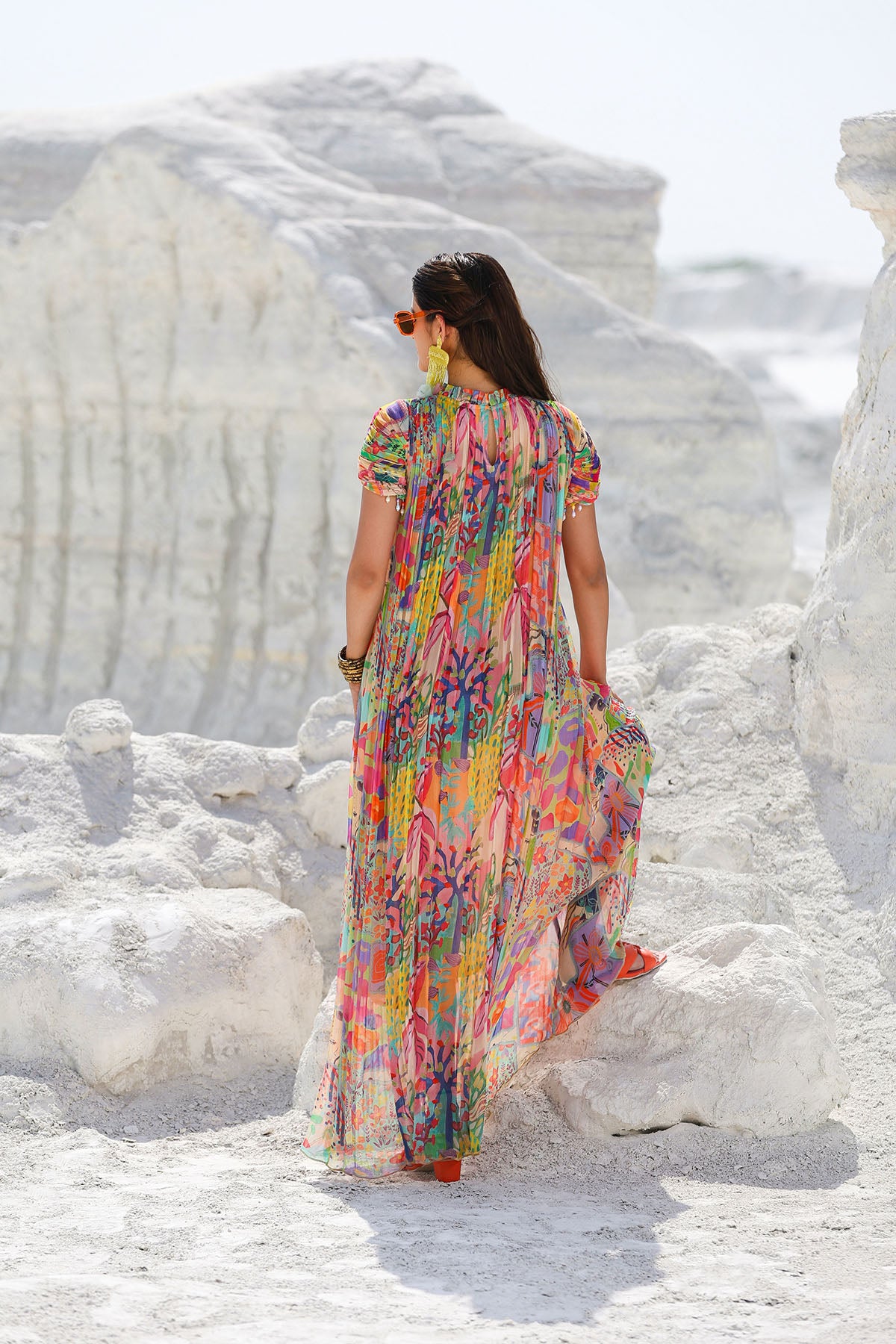Multicolour Chiffon Printed Maxi Dress