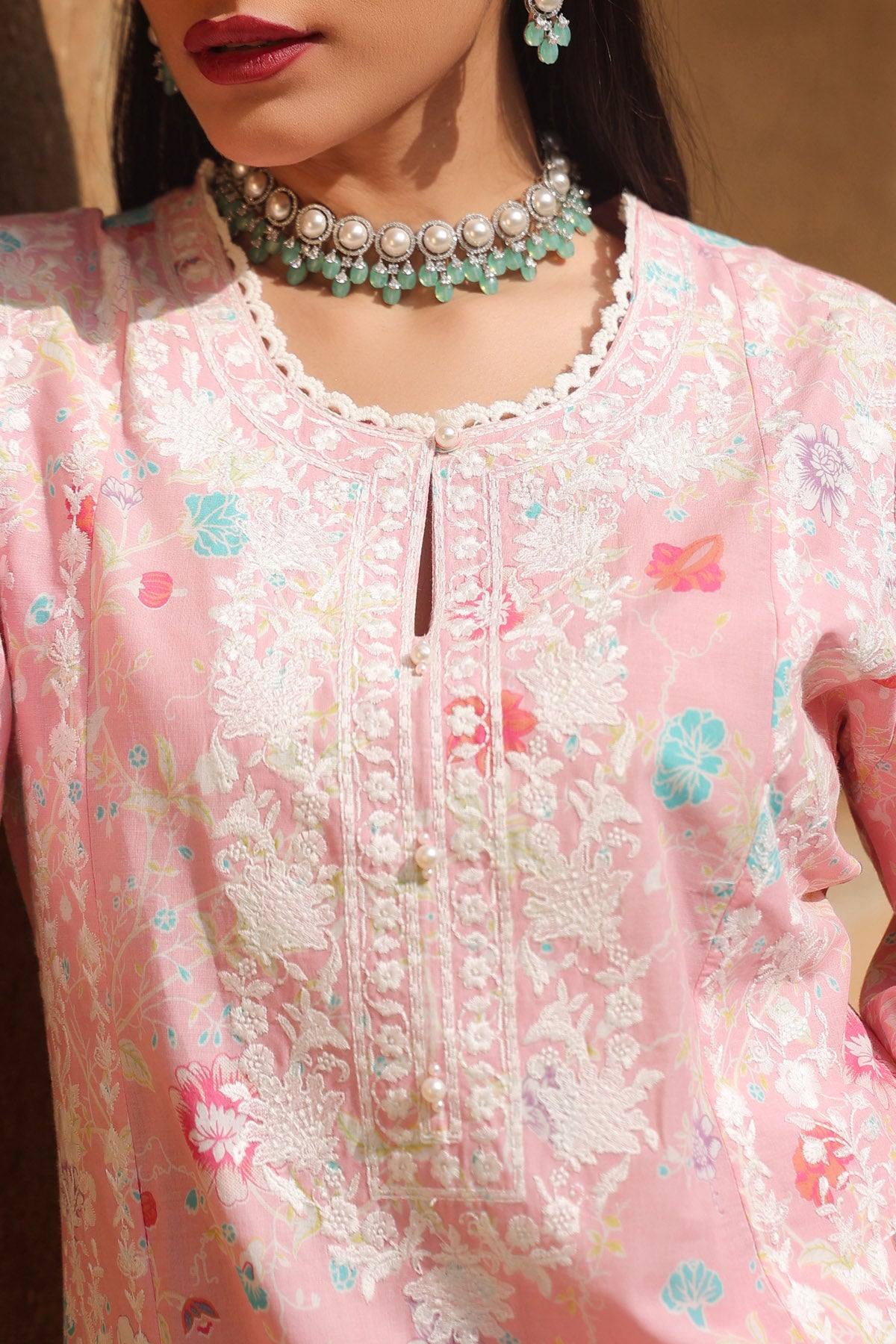 PINK COTTON STRAIGHT KURTA WITH PANT AND DUPATTA
