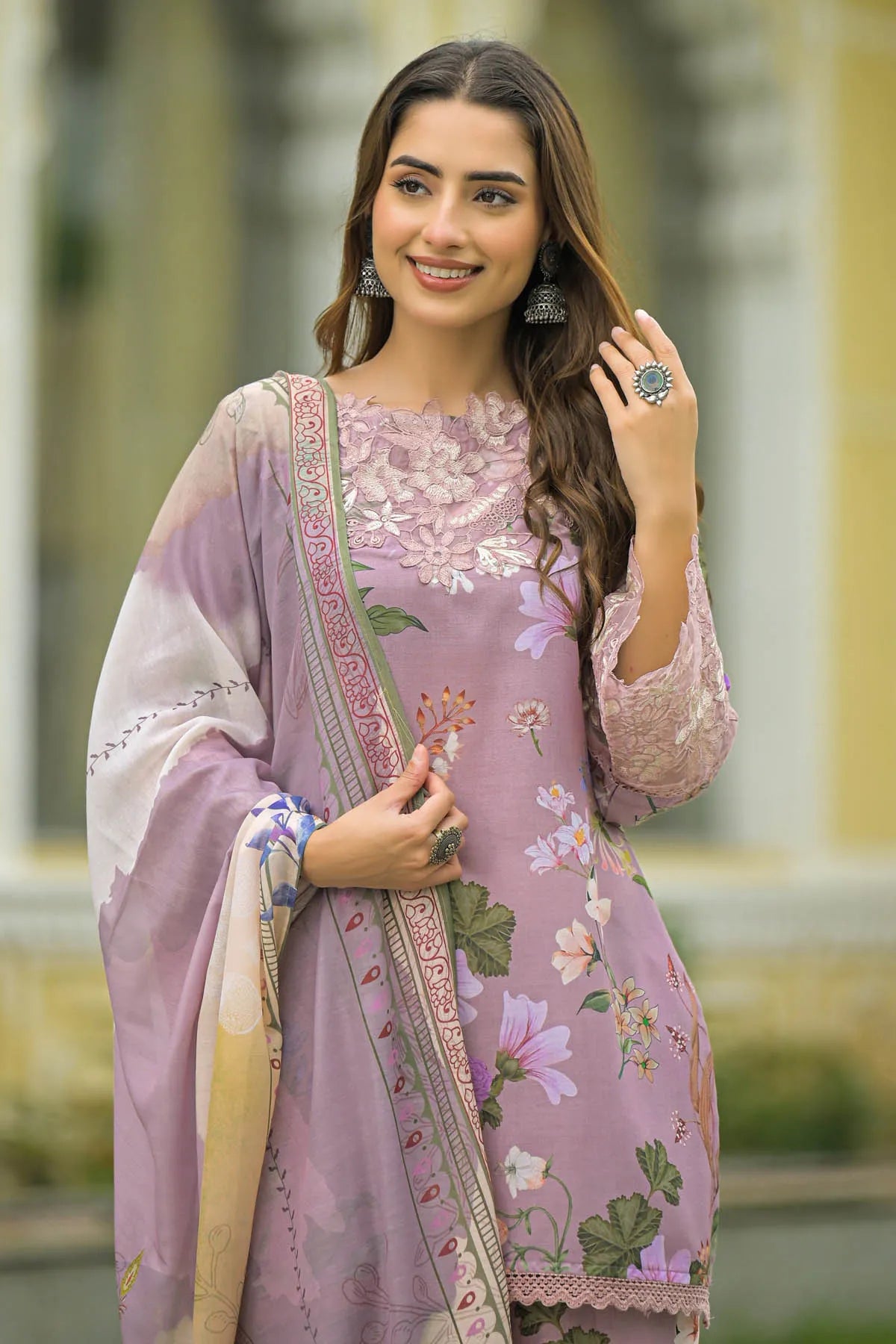 Onion Cotton Embroidered Farsi Salwar Set