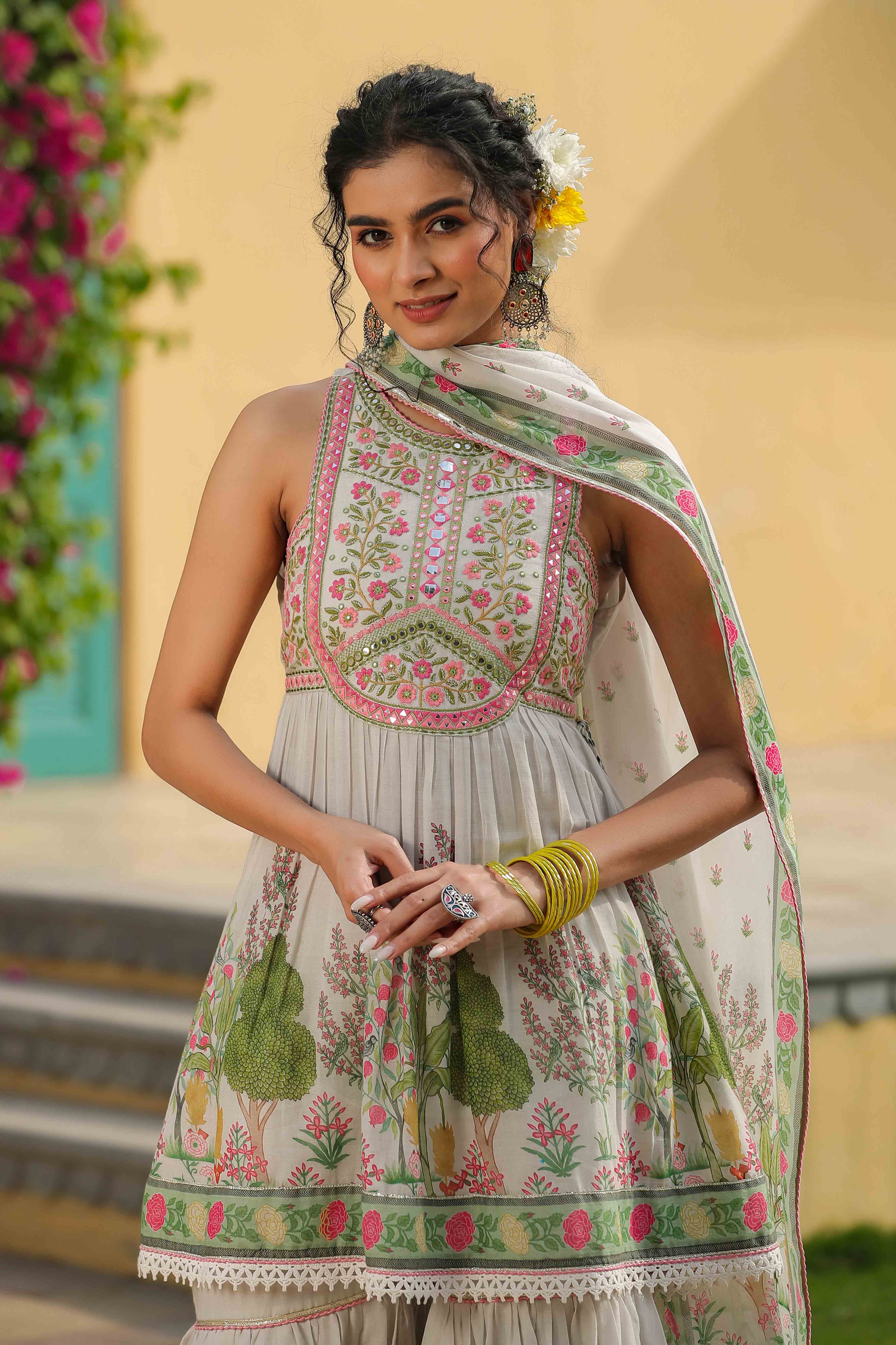 White Cotton Sharara Set