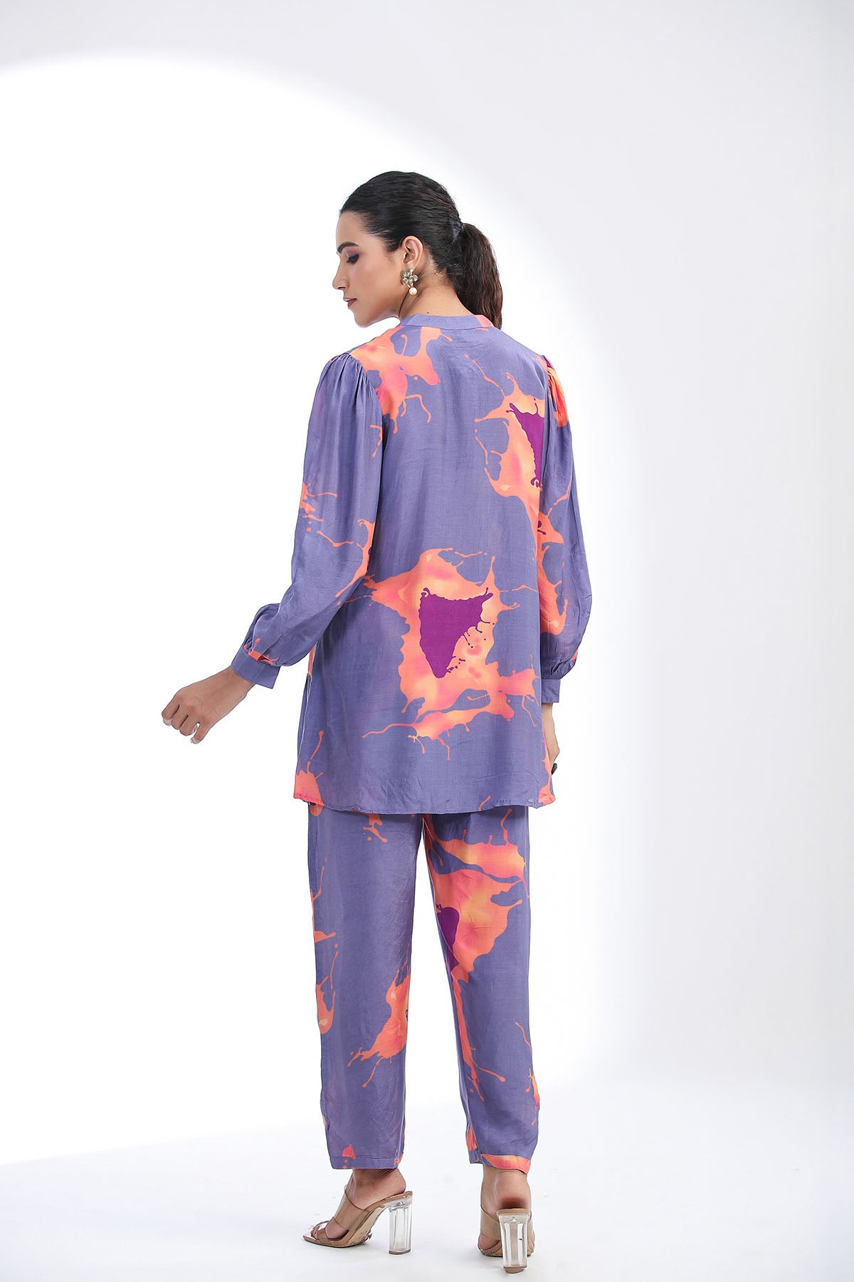 Purple Multicolor Muslin Printed Co-ord Set