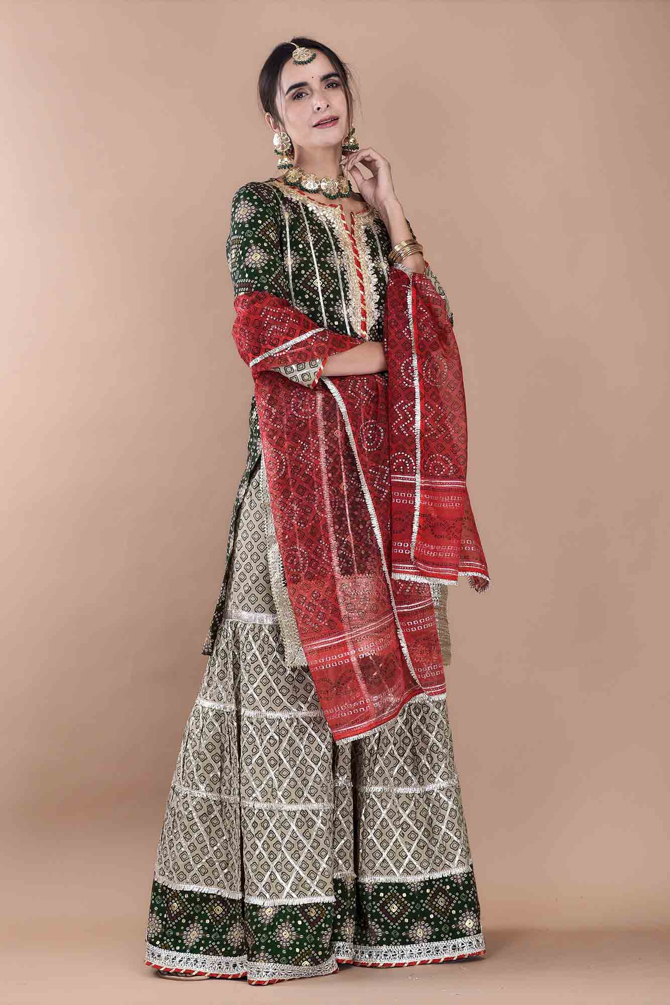 Black Rayon Gotapatti Sharara Set
