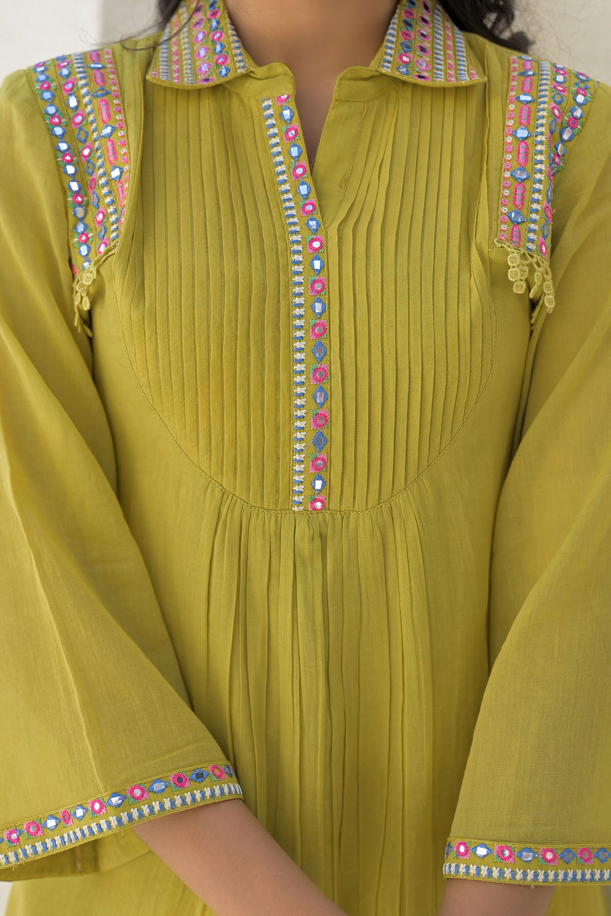 Mustard Cotton Embroidered Co-Ord Set