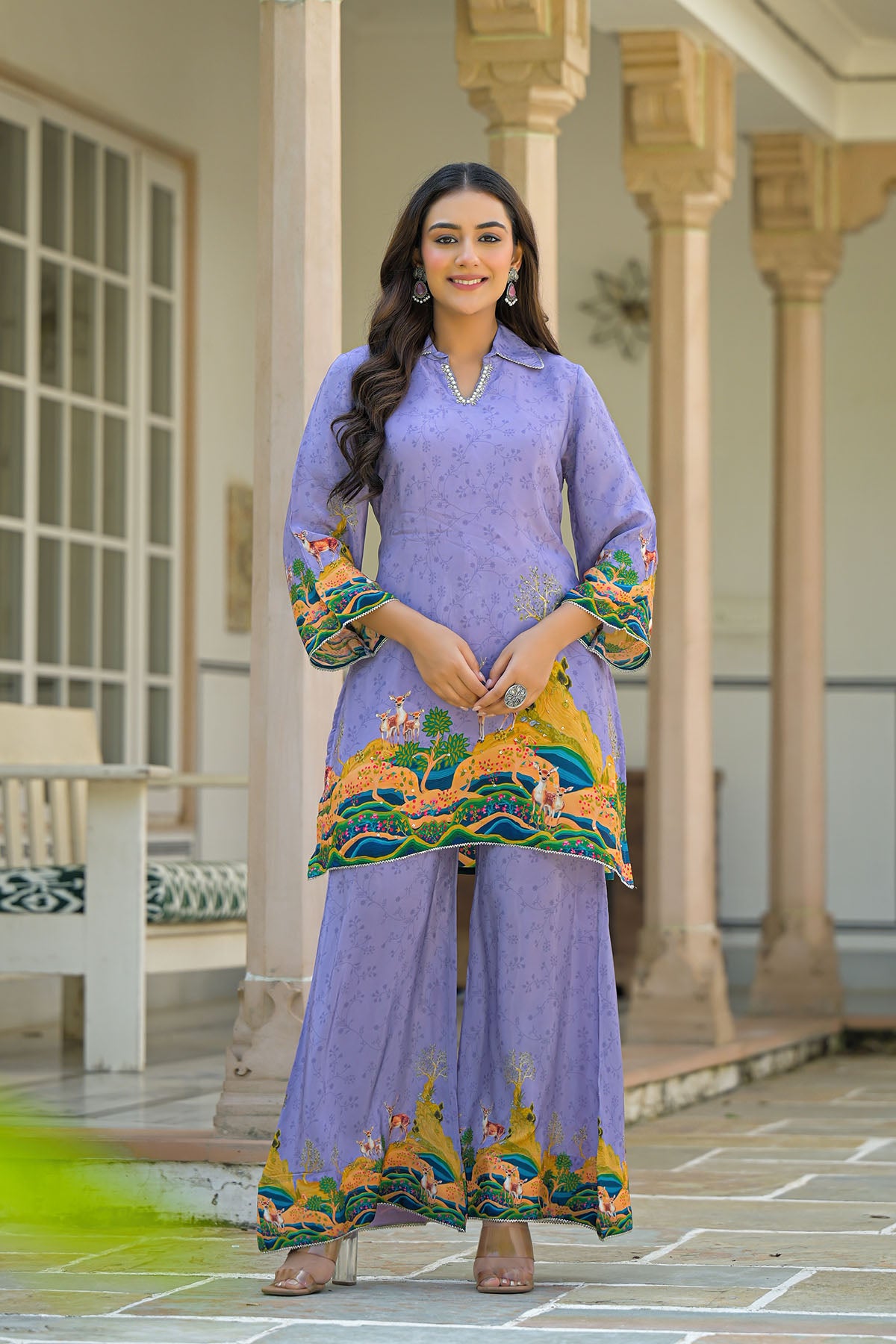 Purple Crepe Printed Co-Ord Set