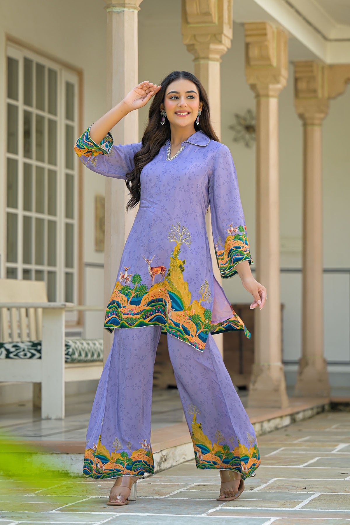 Purple Crepe Printed Co-Ord Set