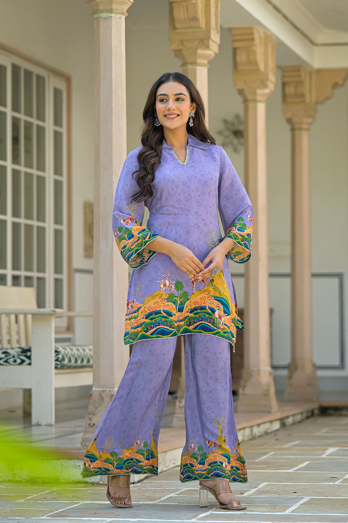 Purple Crepe Printed Co-Ord Set