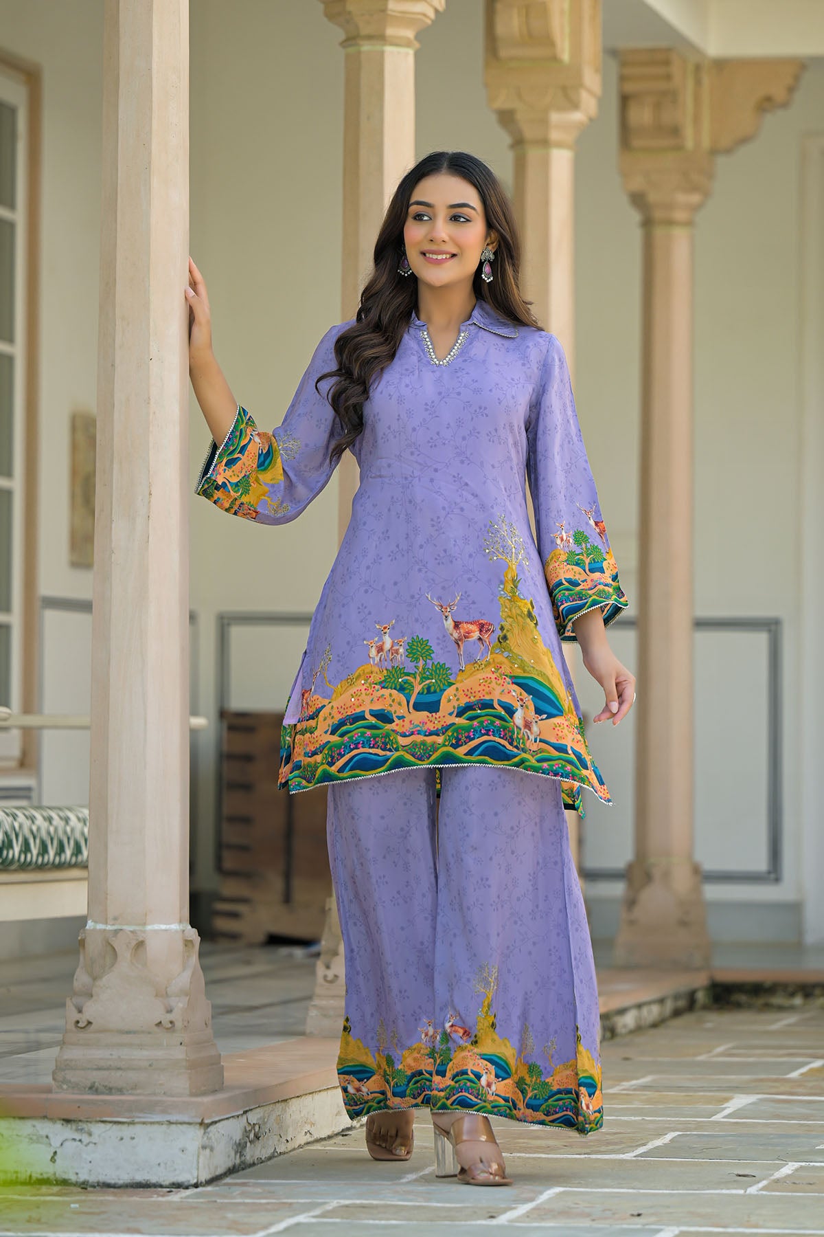 Purple Crepe Printed Co-Ord Set