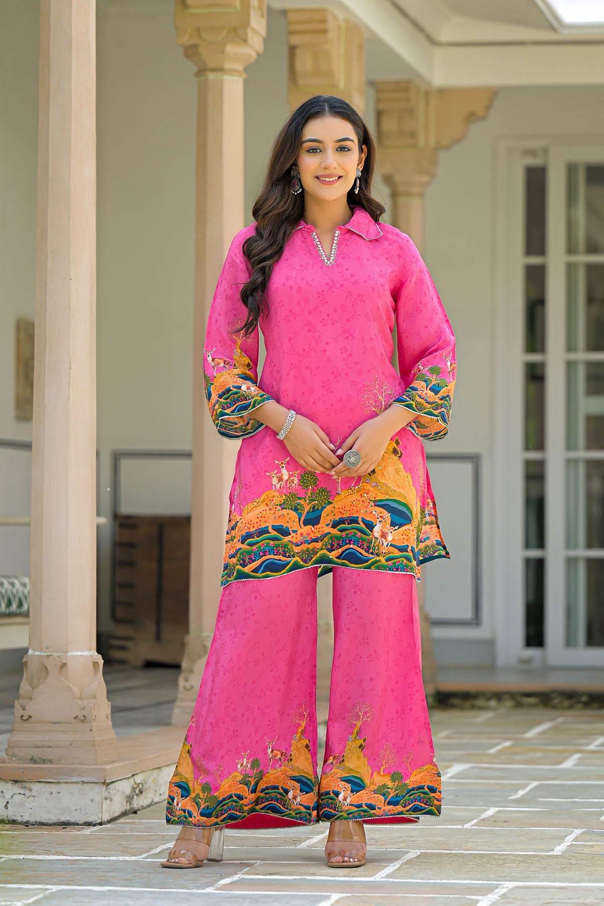 Pink Crepe Printed Co-Ord Set