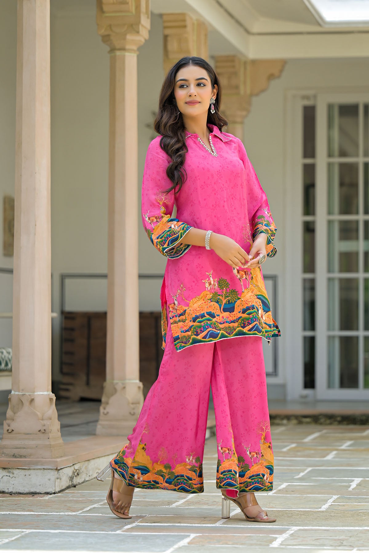 Pink Crepe Printed Co-Ord Set