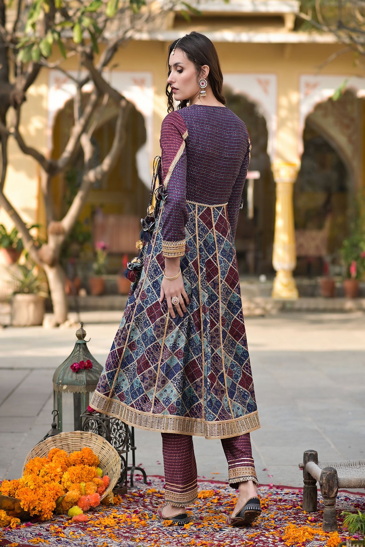Blue Angrakha Muslin Gotapatti Anarkali Suit