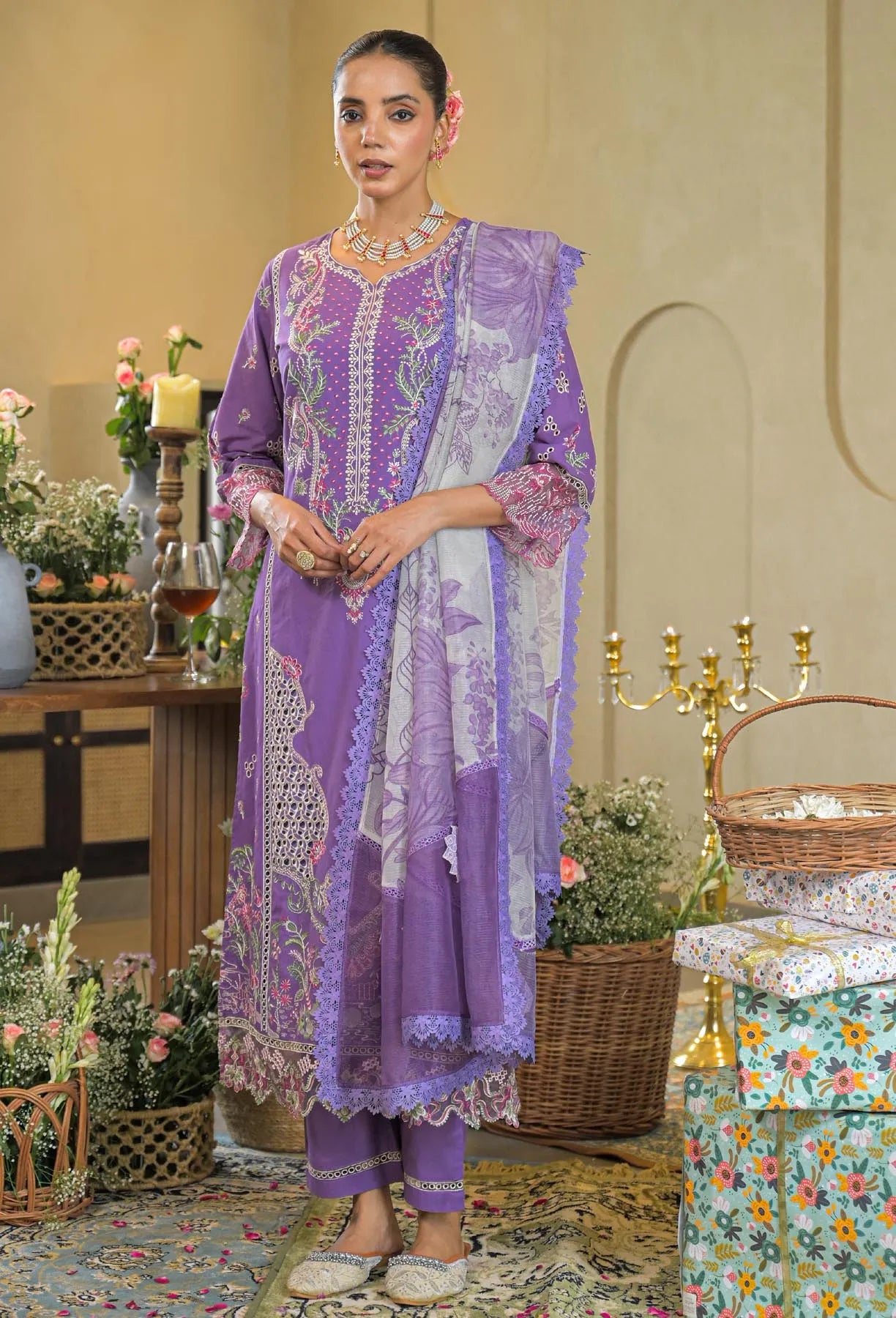 Purple Cotton Solid Straight Kurta Set | Bairaas