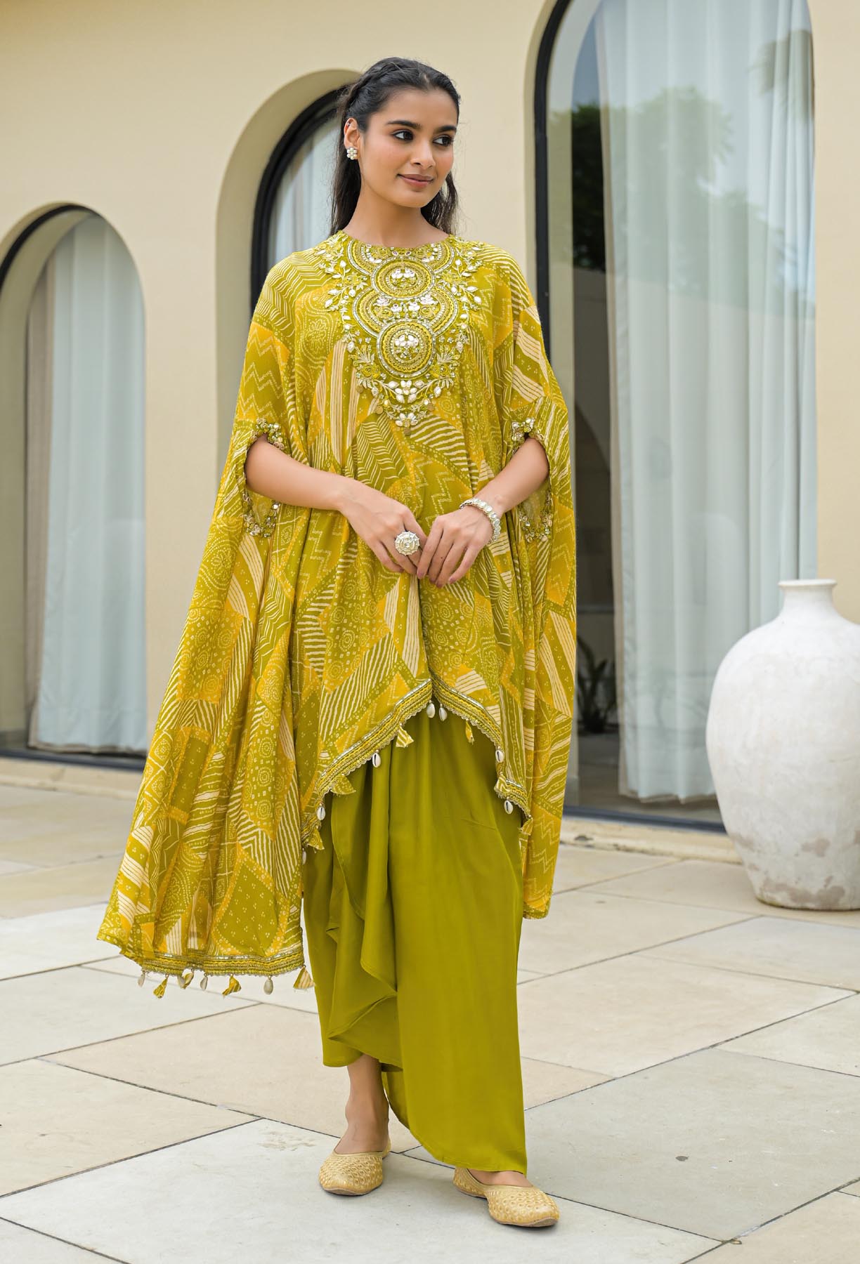 Mustard Muslin Embroidered Dresses | Bairaas