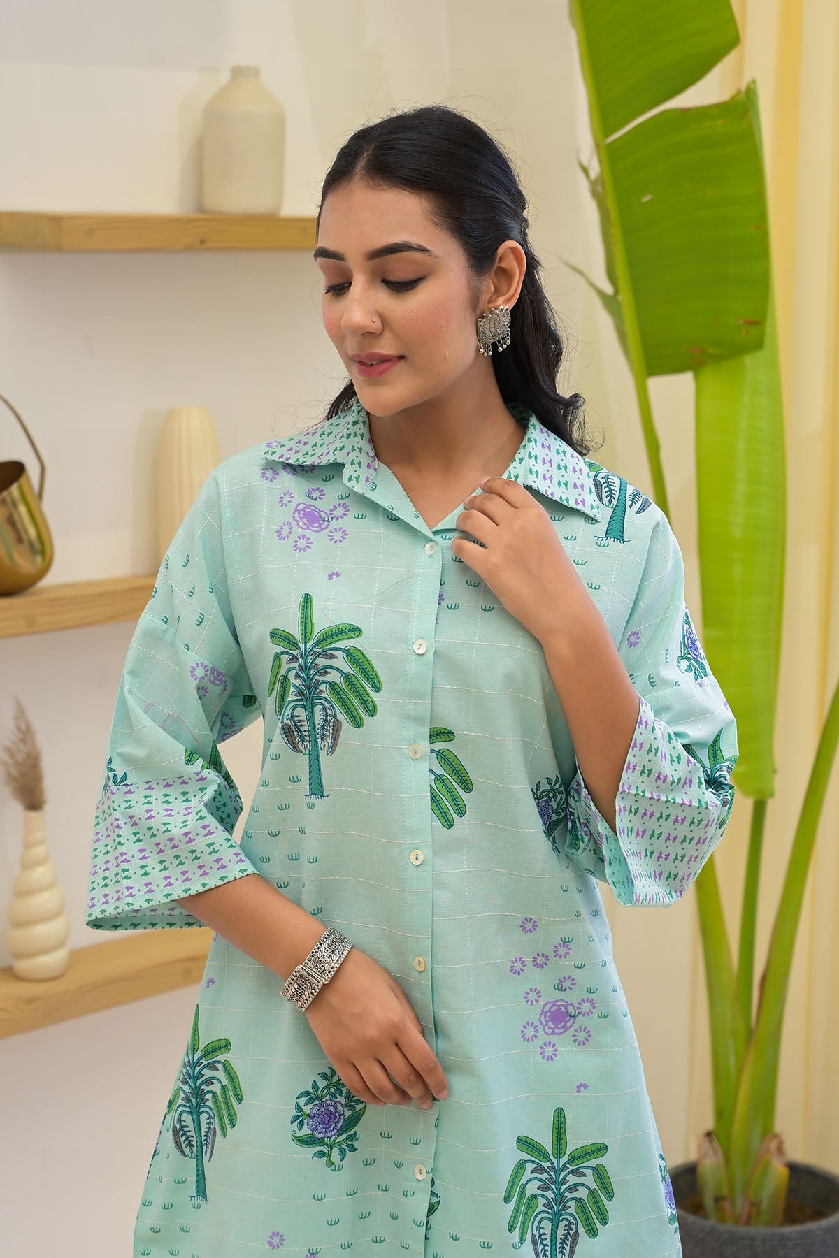 Sky Blue Cotton Handblock Co-ord Set
