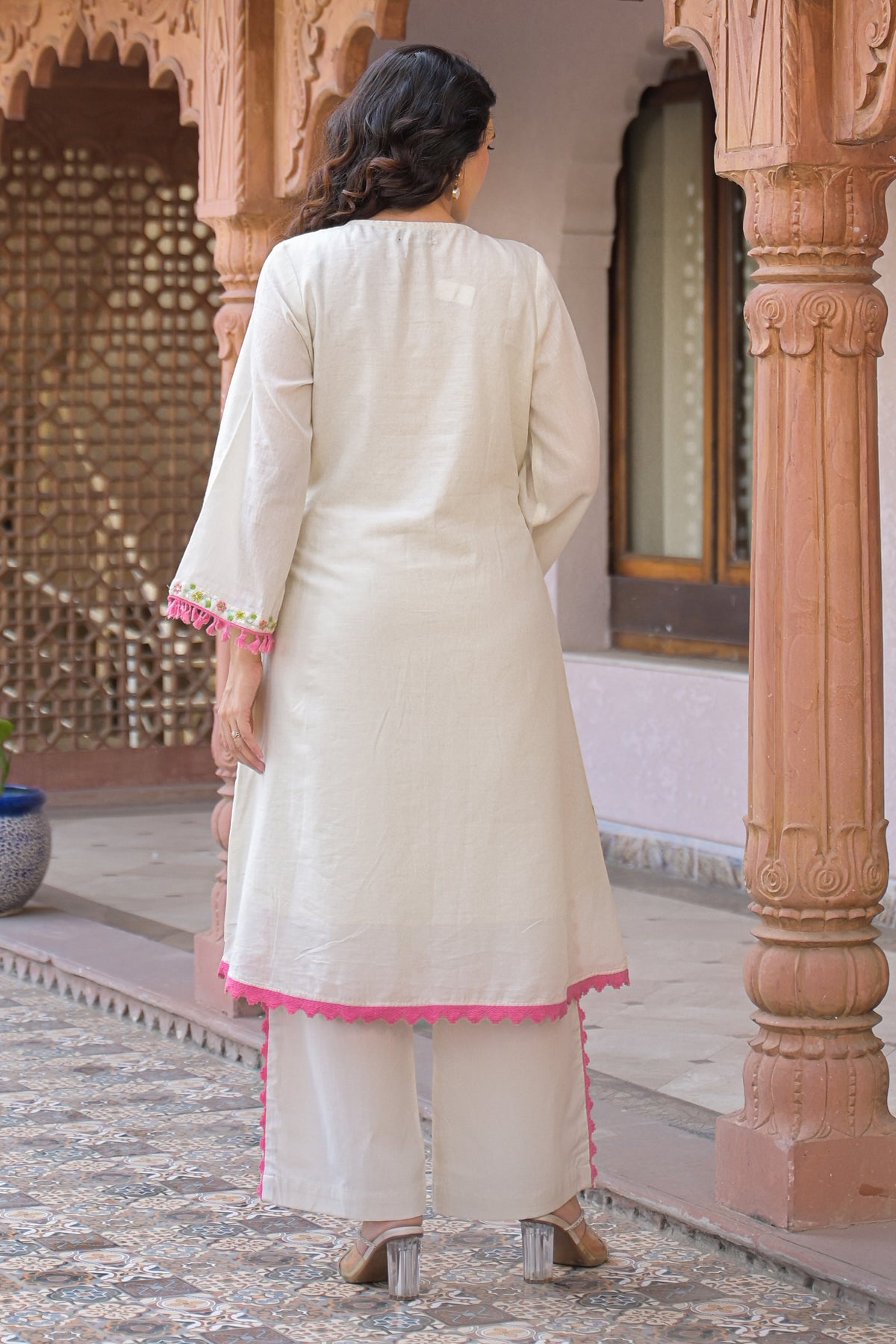 Ivory Mul Mul Embroidered Co-ord Set