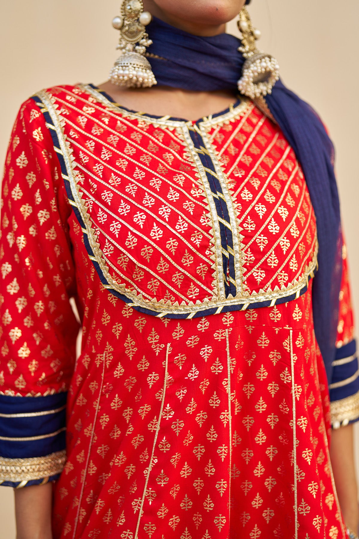 Red Rayon Gotapatti Sharara Set With Dupatta