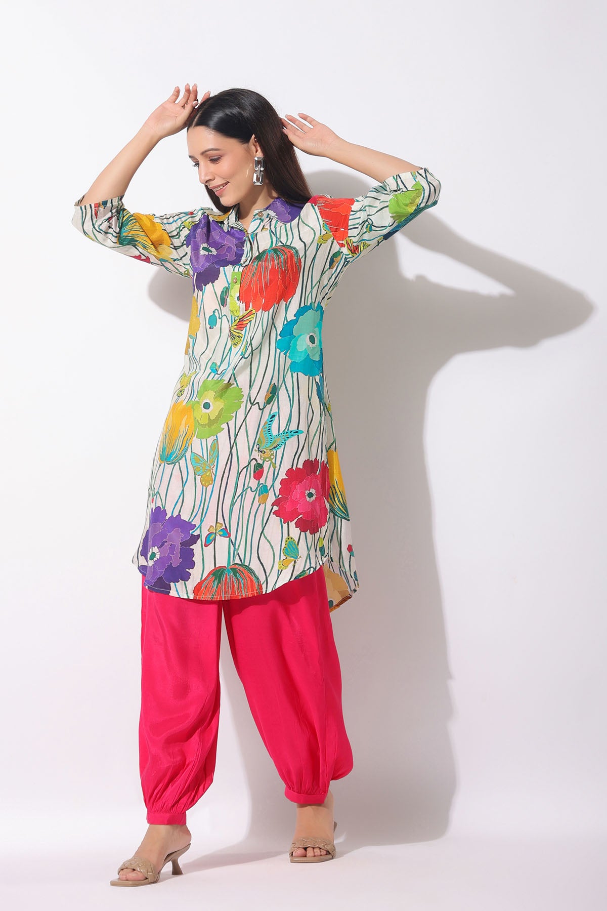 White Floral Muslin Printed Co-ord Set