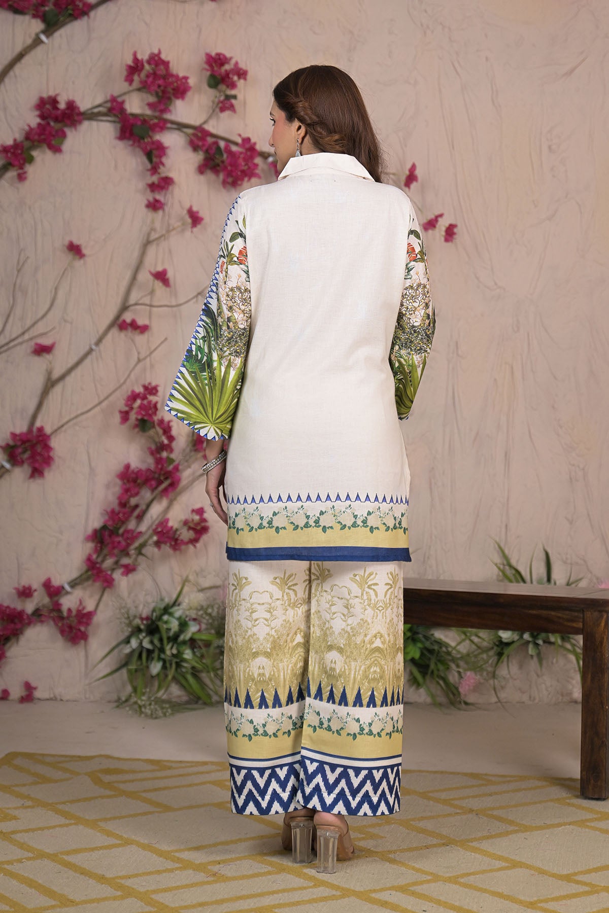 Green Linen Printed Co-Ord Set