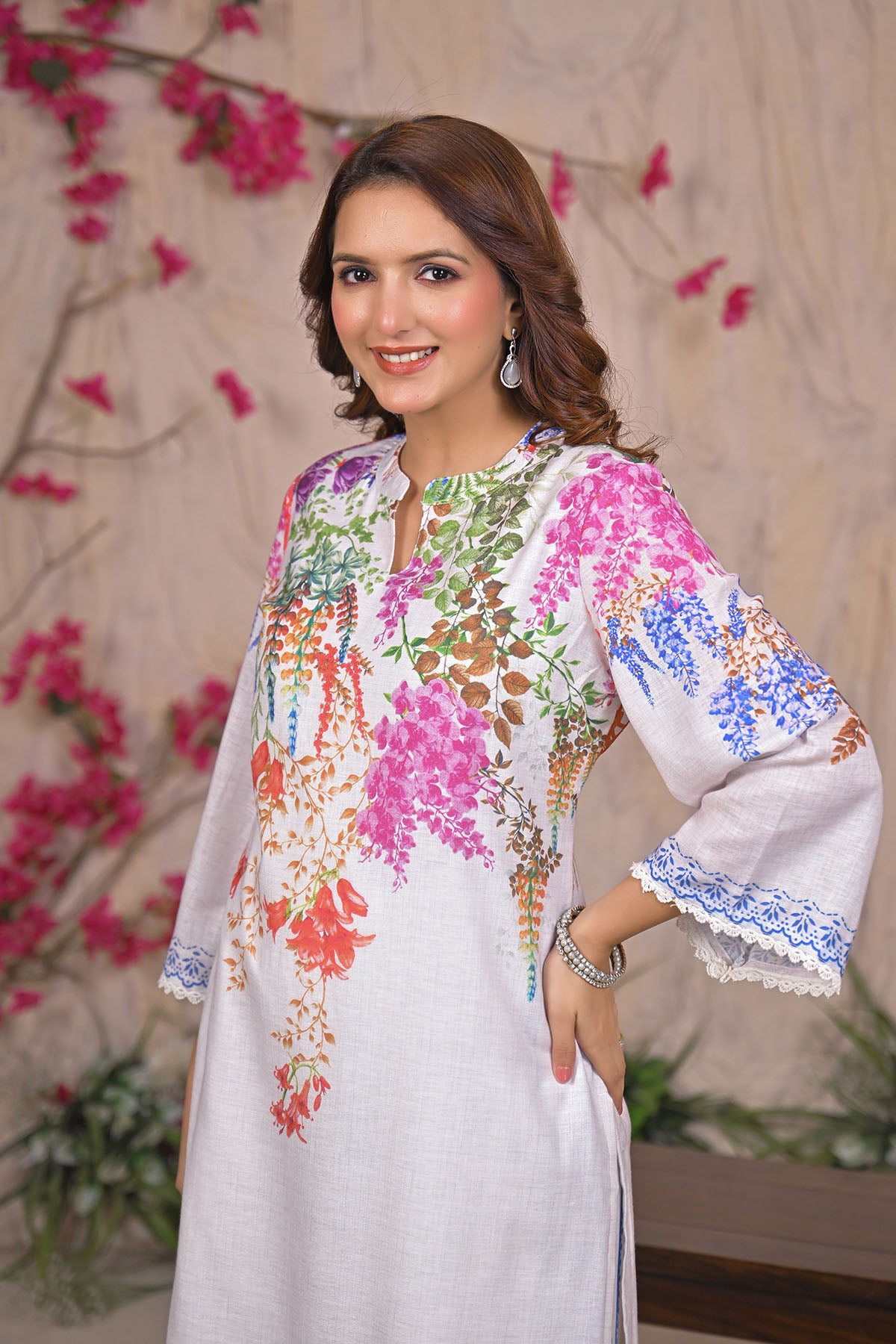 White Linen Printed Co-Ord Set