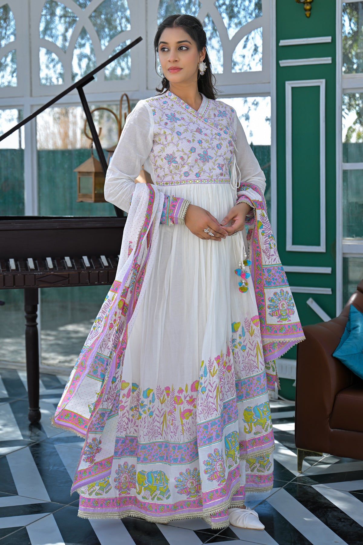 Pink Mul Mul Embroidered Gown Set