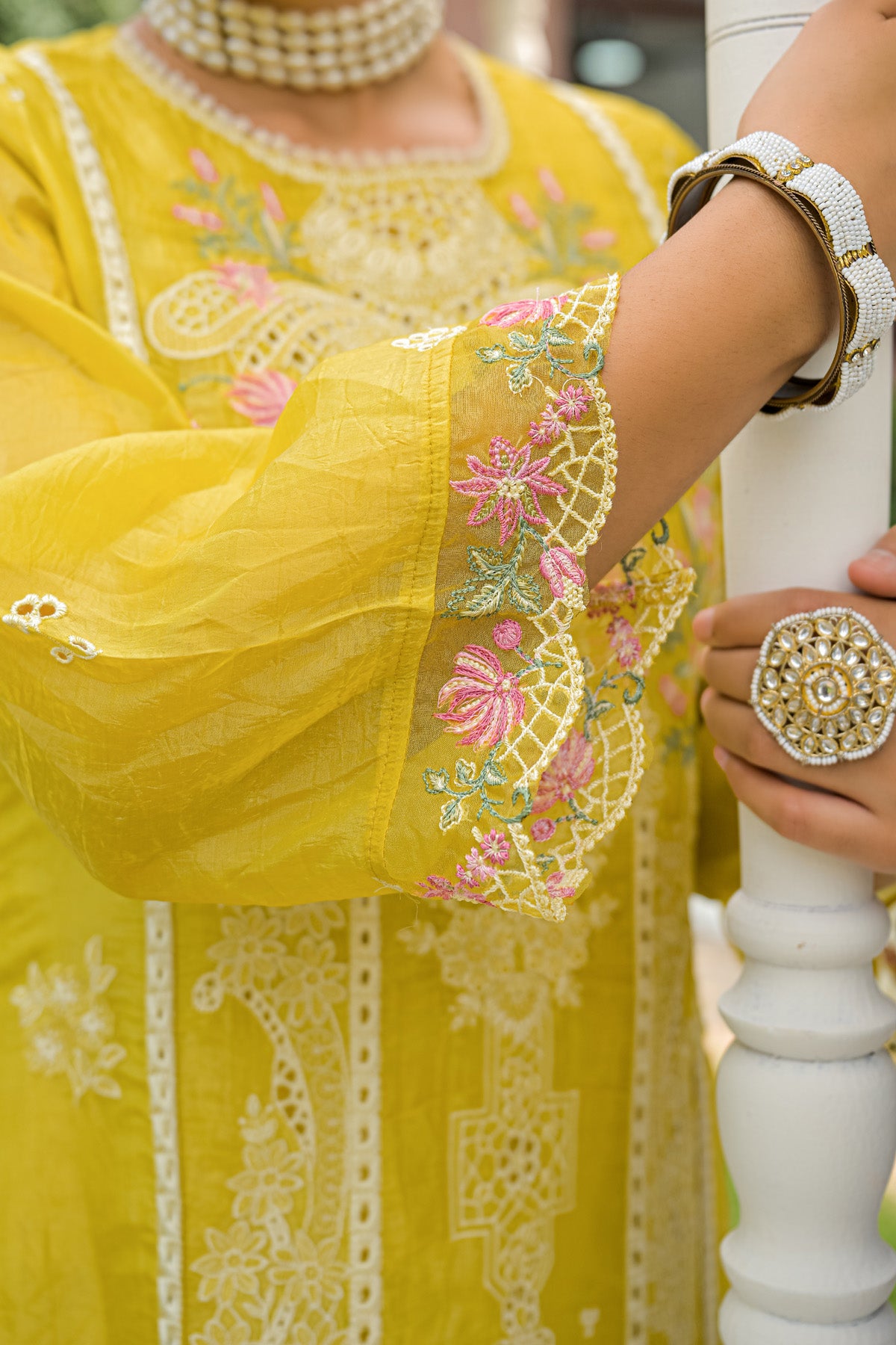 Mustard Yellow Gold Crush Embroidered Straight Suit Set With Dupatta