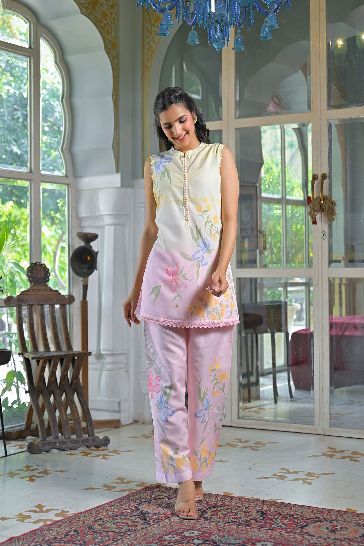 Yellow & Pink Floral Printed Co-Ord Set