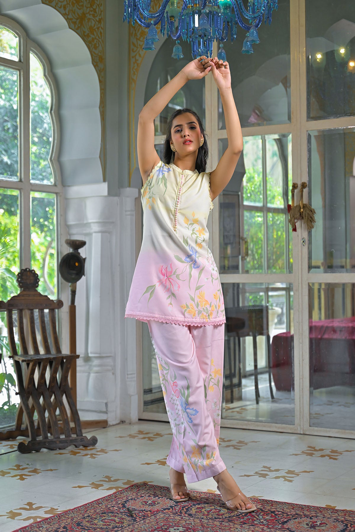 Yellow & Pink Floral Printed Co-Ord Set