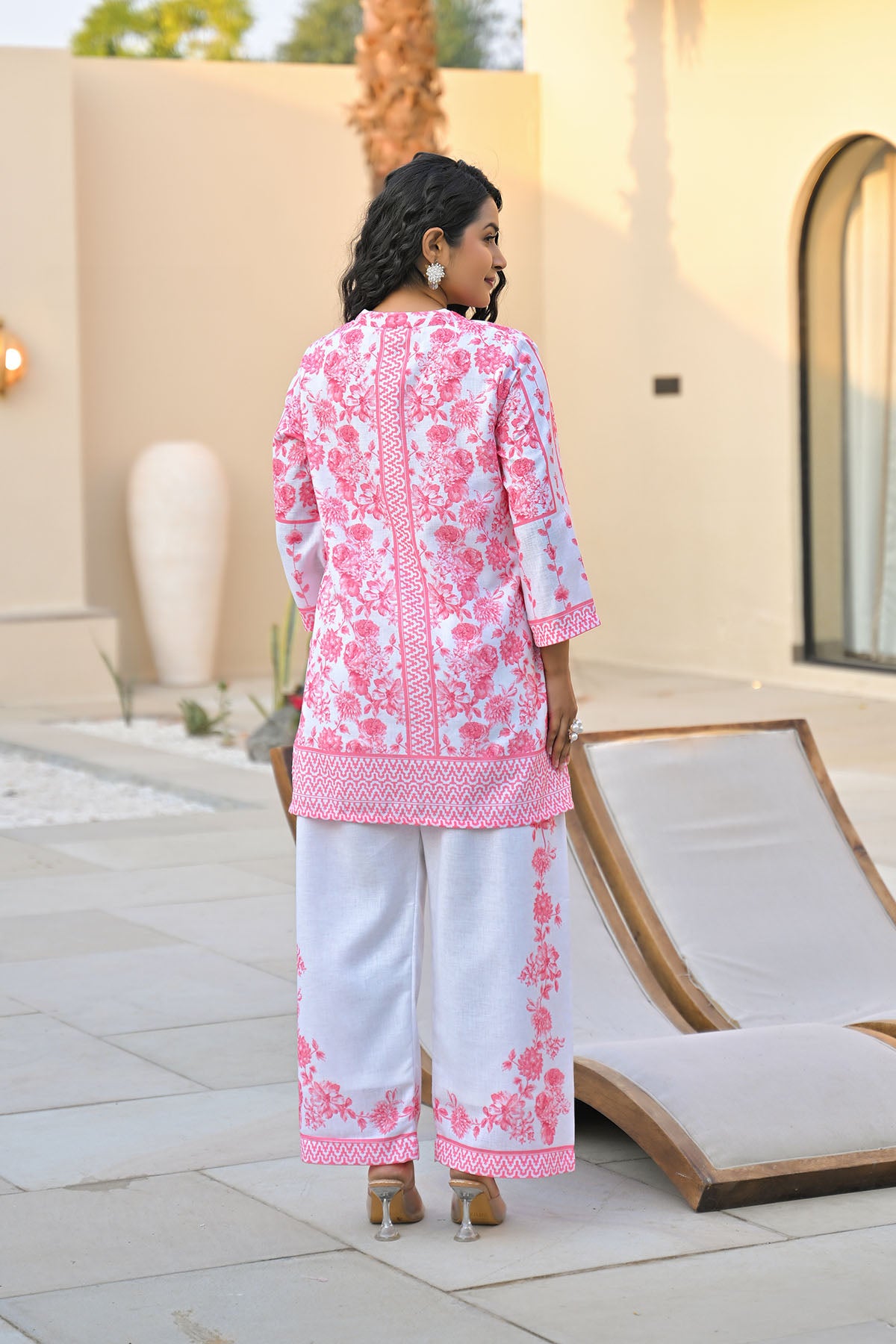 Pink Linen Printed Co-Ord Set