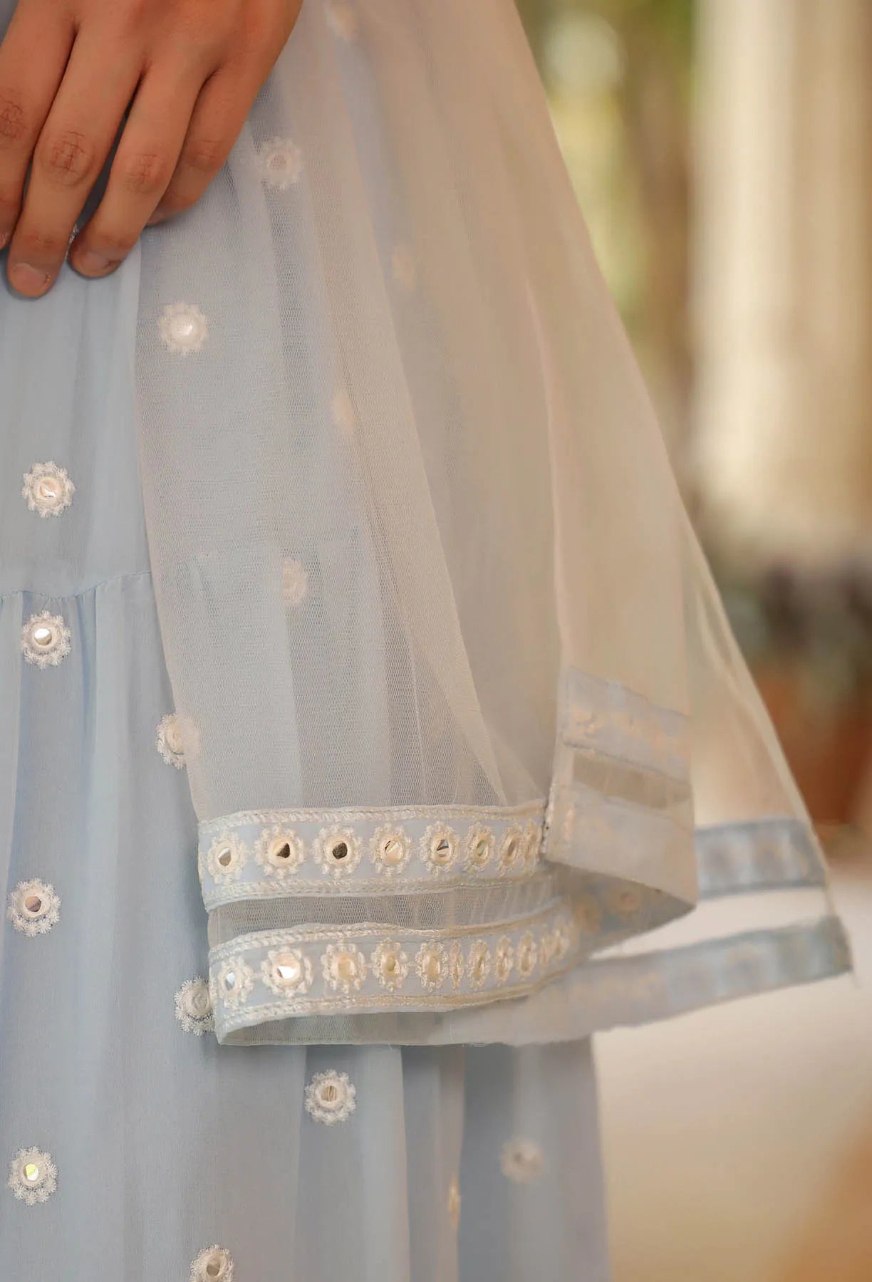 Blue Georgette Embroidered Suit