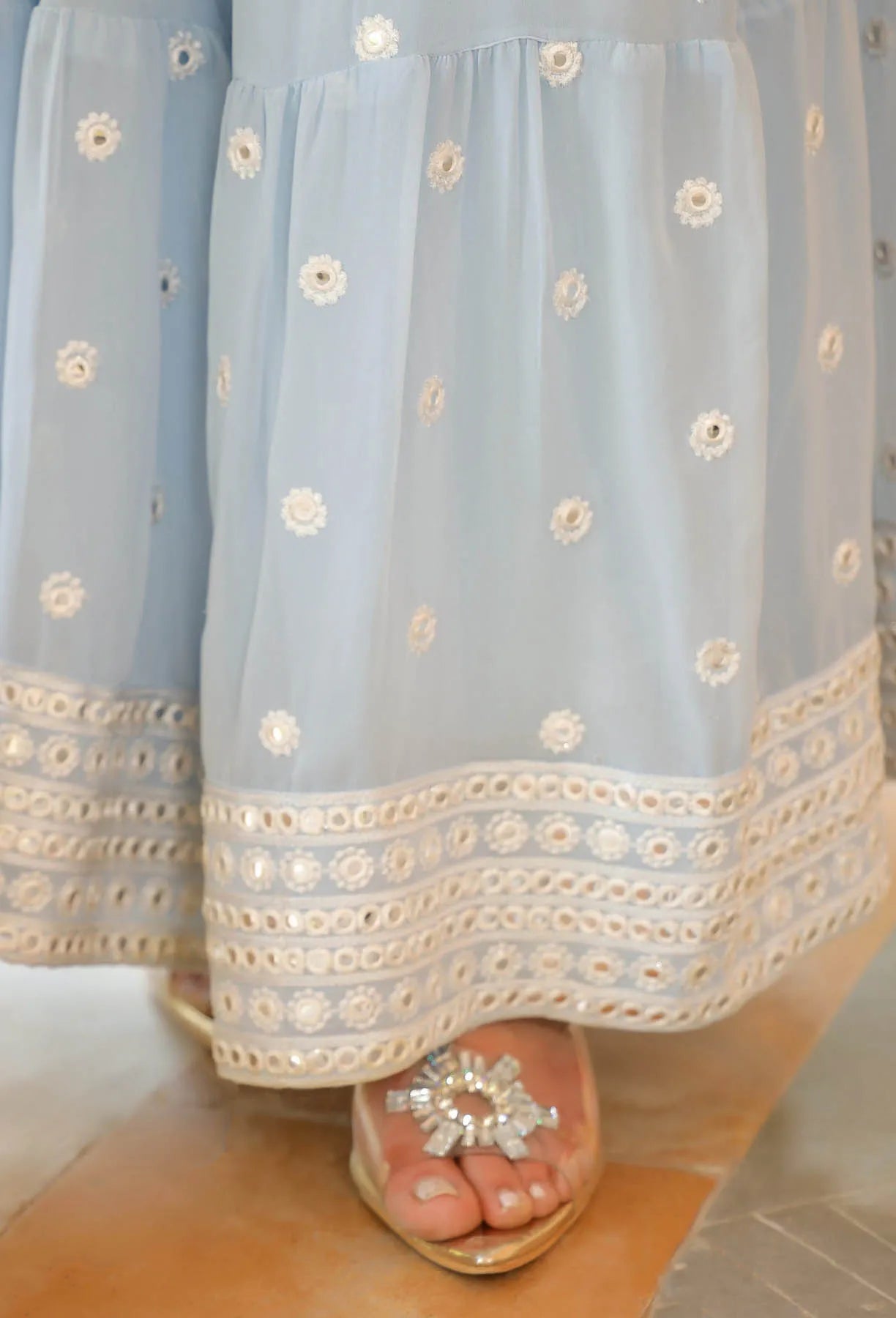 Blue Georgette Embroidered Suit