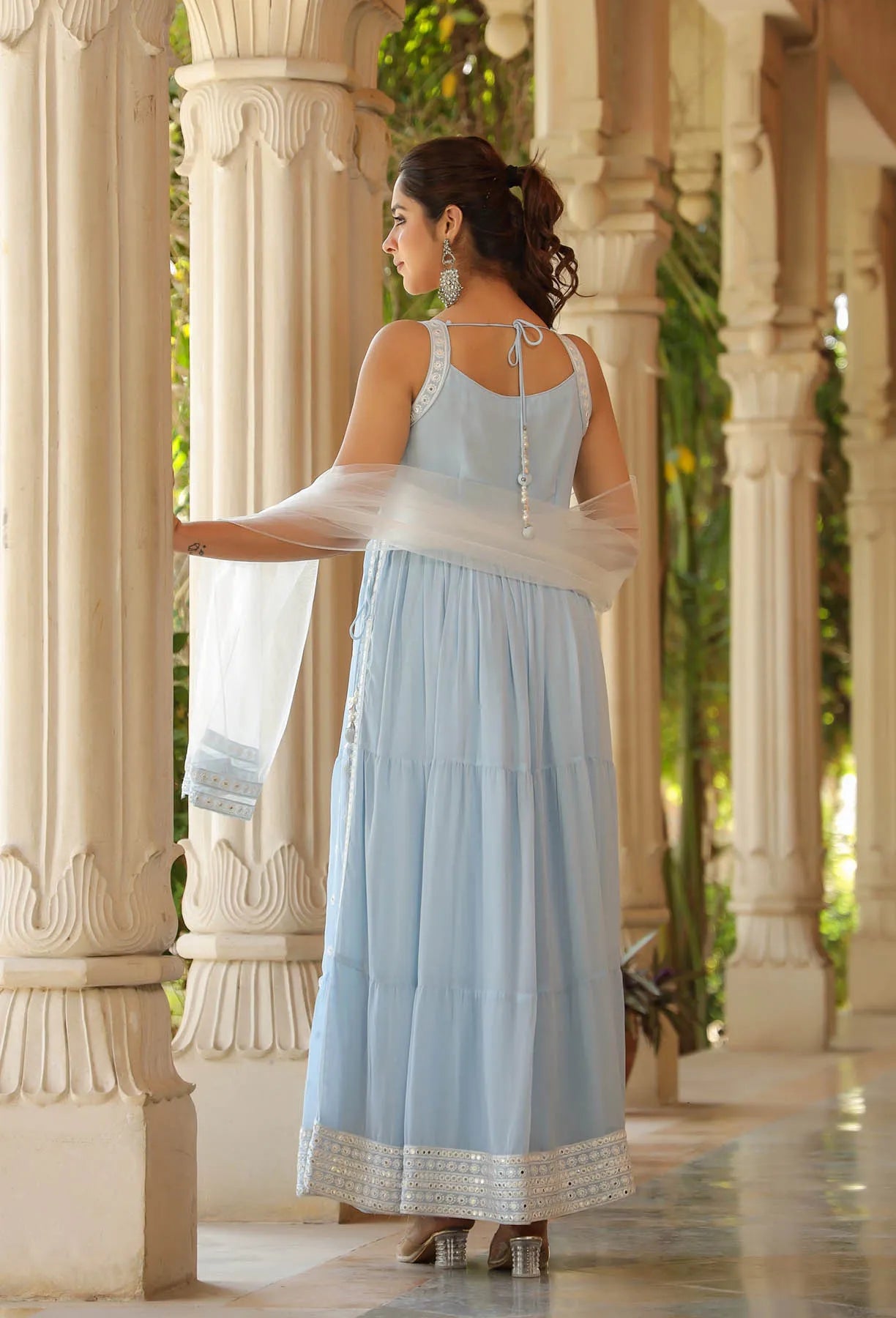 Blue Georgette Embroidered Suit