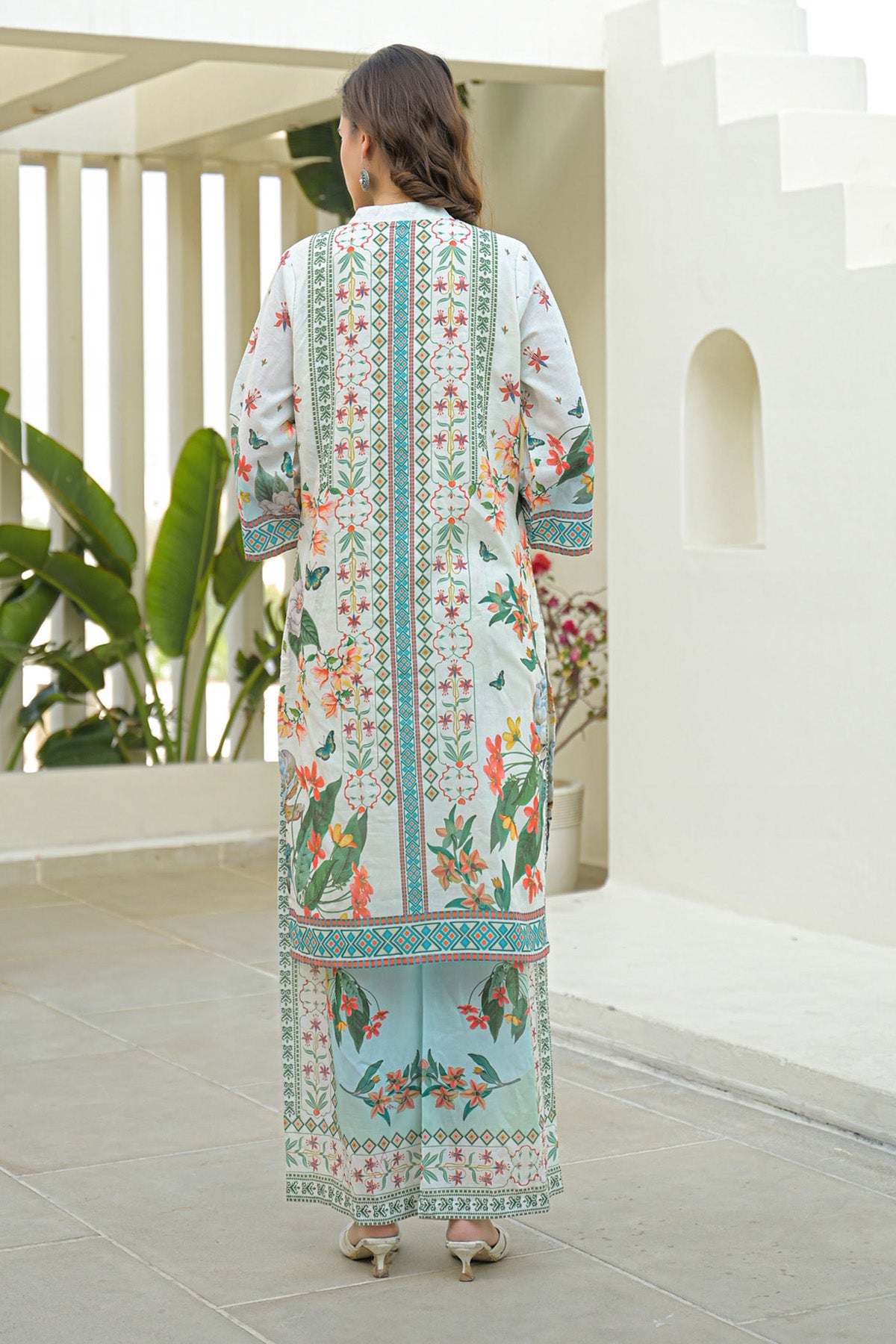 Green Cotton Printed Cord Set