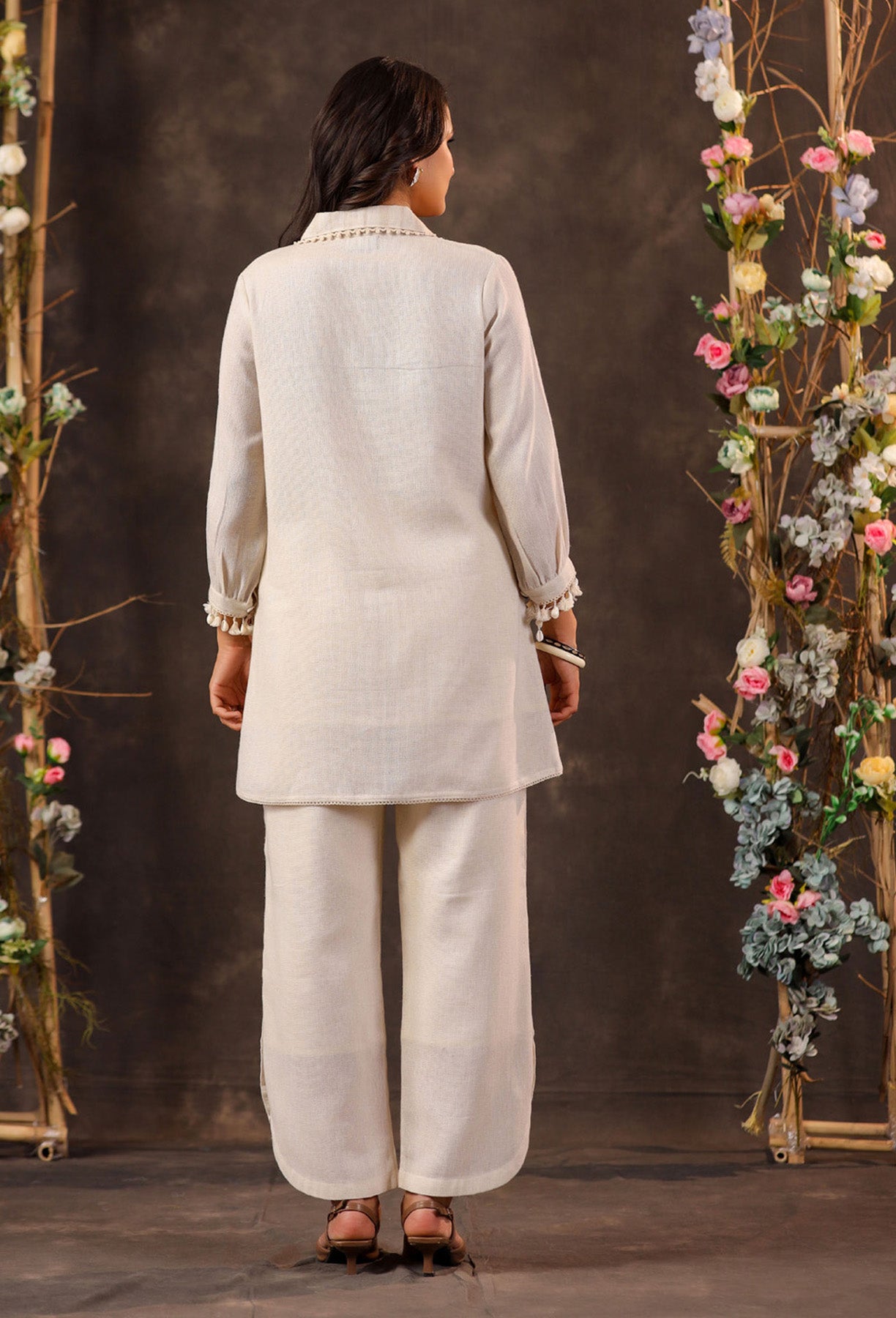 Off White Jute Embroidered Co-ord Set