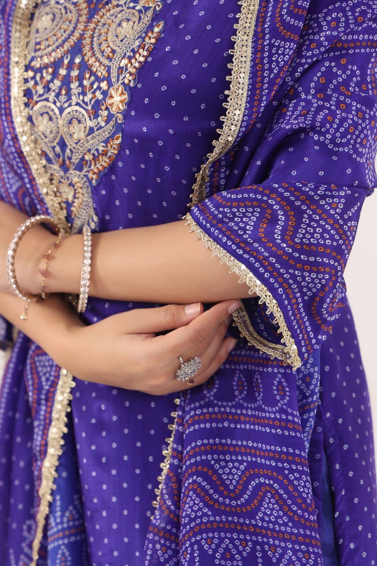 Blue Crepe Silk Embroidered Kurta Set With Dupatta